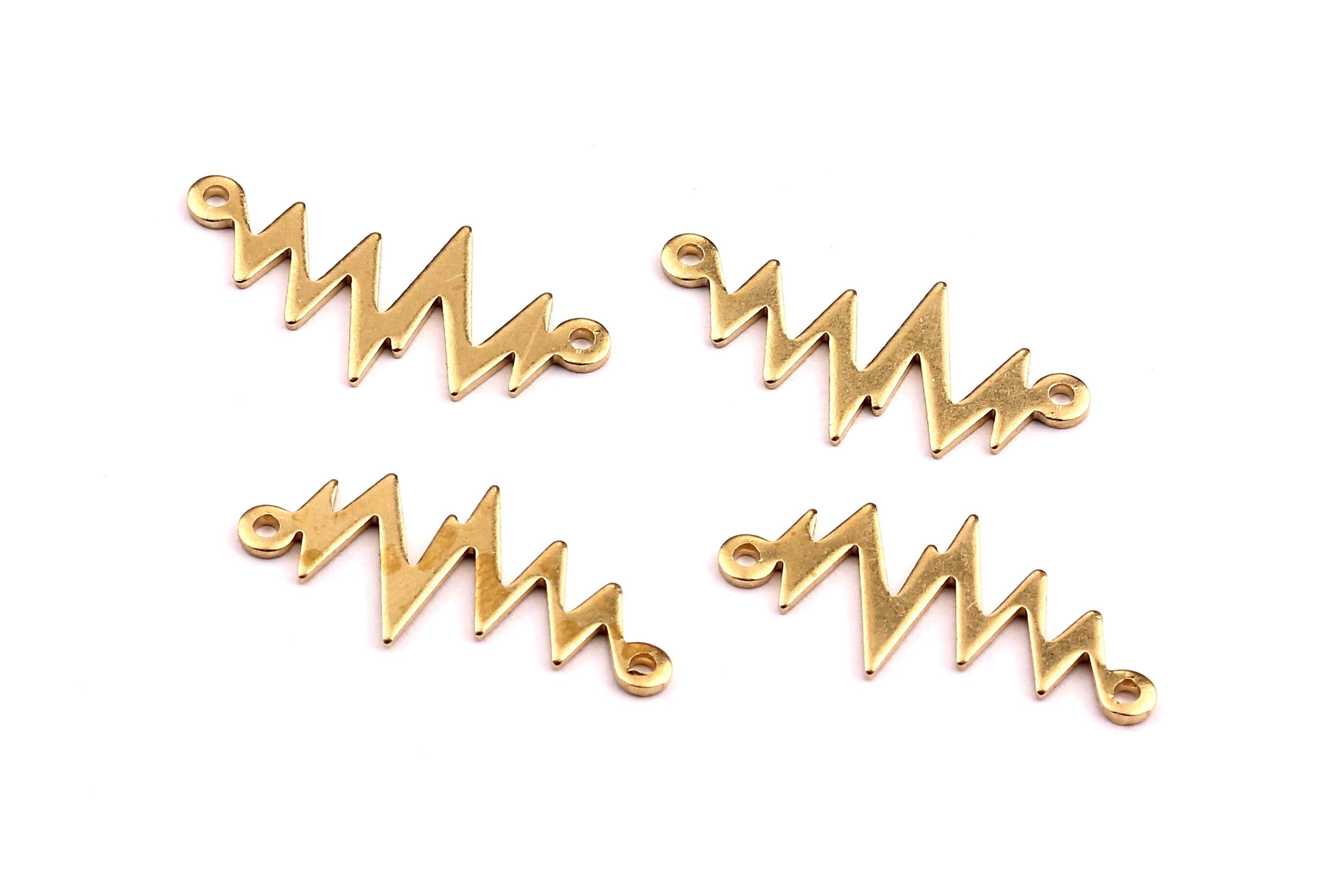 Raw Brass Connector - Pulse Shaped Brass Charms - Jewelry Supplies - 10x21x0.75mm - PP1268 - DOMEDBAZAAR