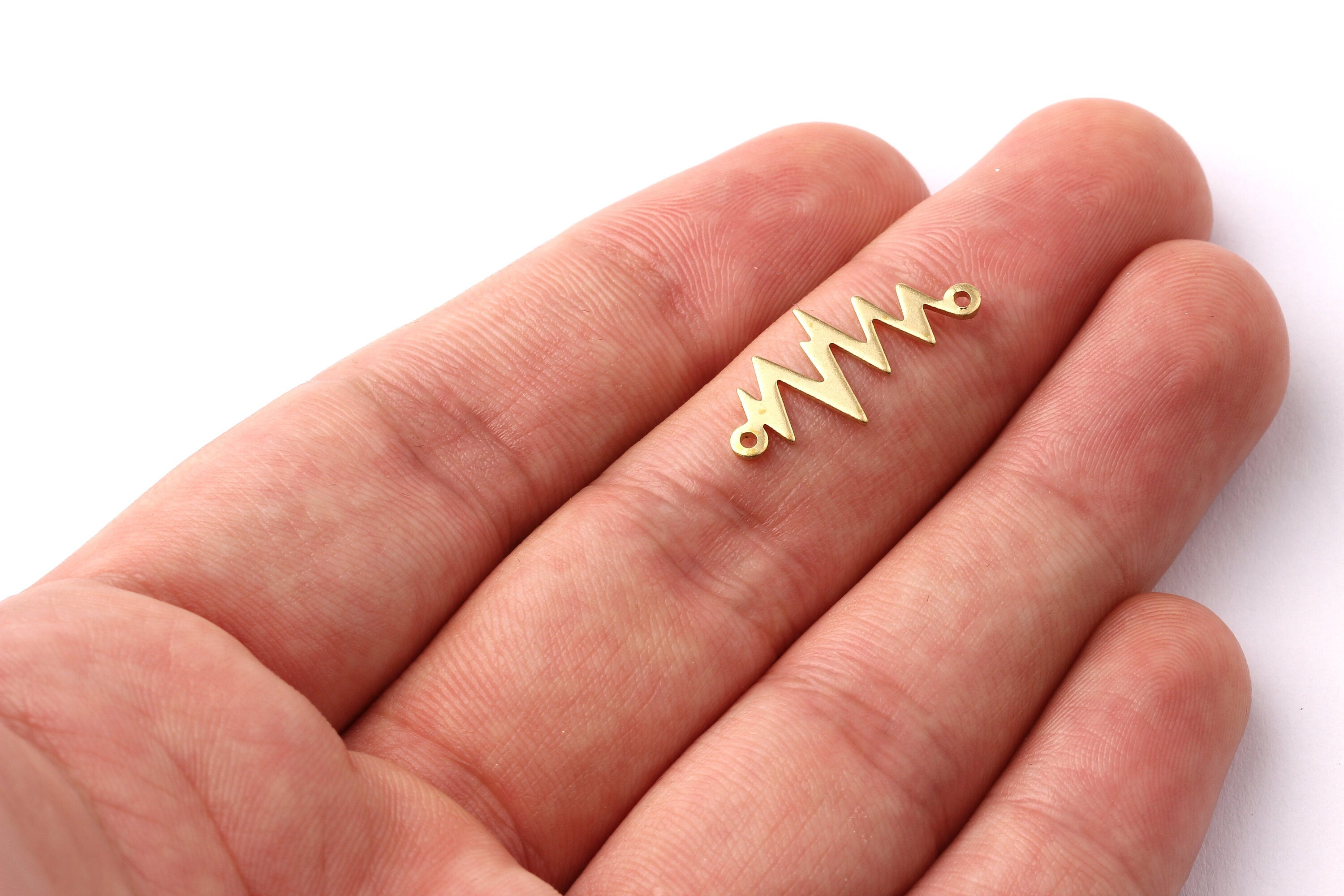 Raw Brass Connector - Pulse Shaped Brass Charms - Jewelry Supplies - 10x21x0.75mm - PP1268 - DOMEDBAZAAR