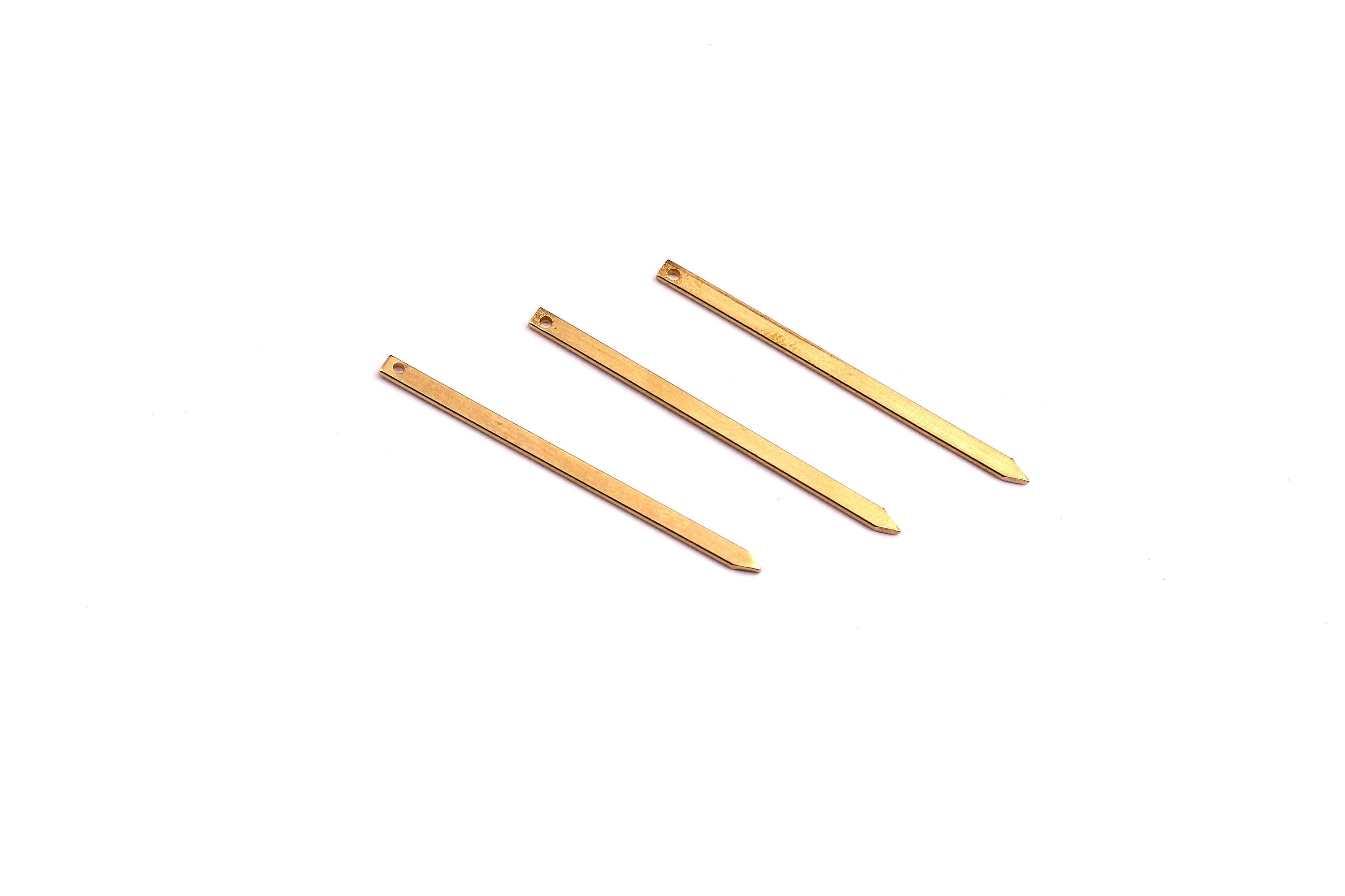 Brass Nail Charms - Stick Shaped Raw Brass Charms - Jewelry Supplies - 34x2x0.75mm - PP1273 - DOMEDBAZAAR