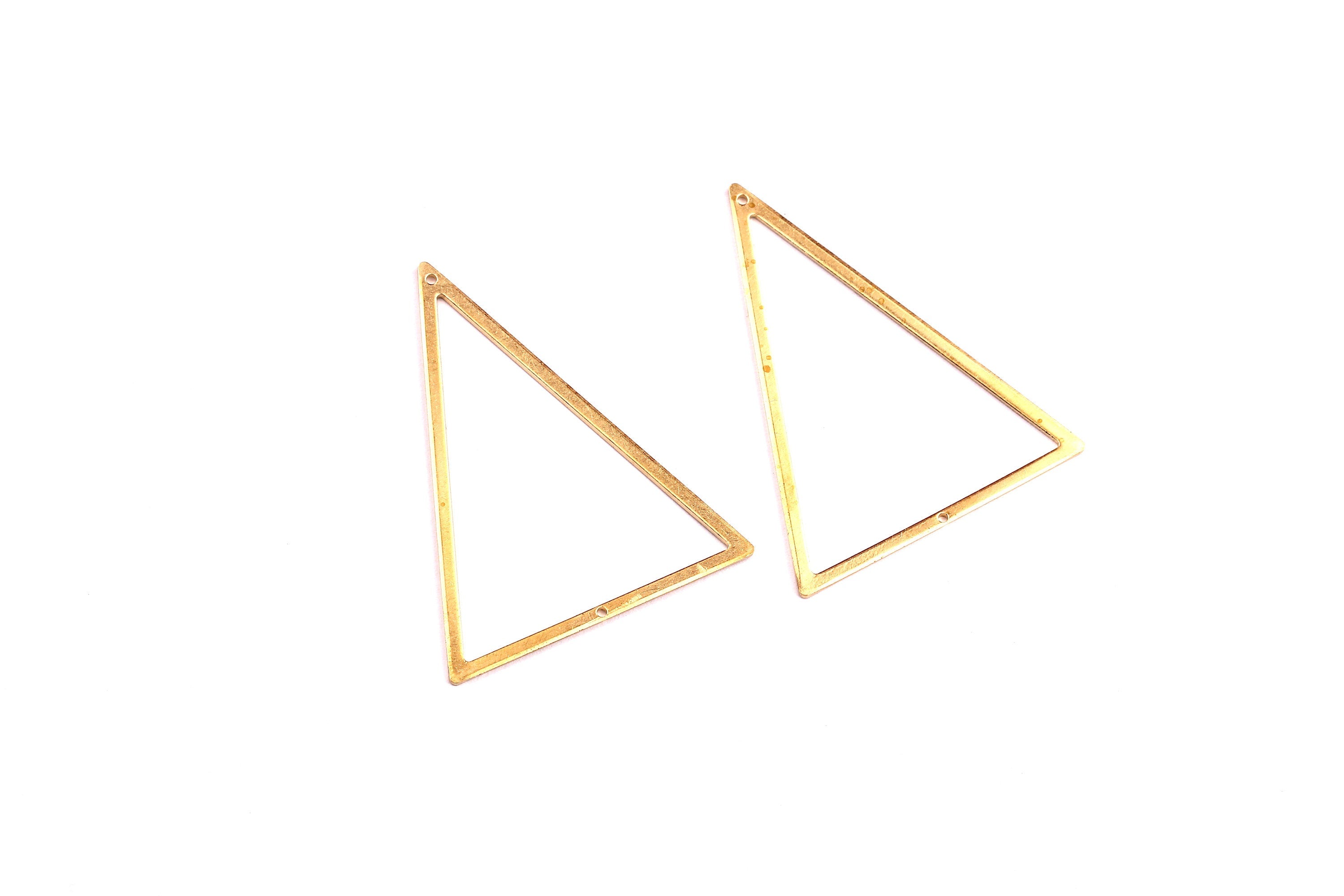Brass Triangle Charms - Triangle Shaped Raw Brass Connector - Jewelry Supplies - 50x40x1mm - PP1274 - DOMEDBAZAAR