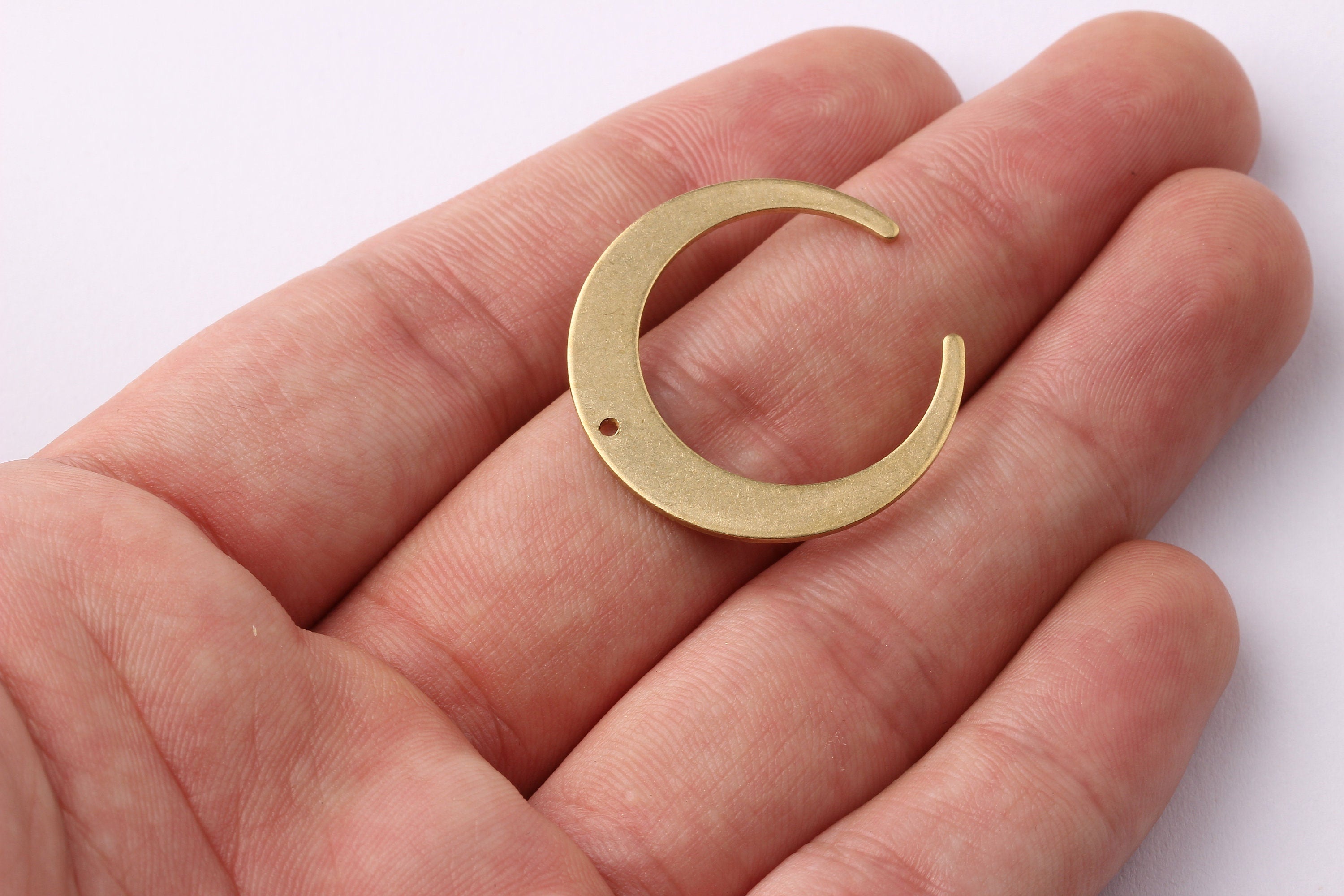 Moon Shaped Brass Charms - Crescent Shaped Raw Brass Charms - Jewelry Supplies - 28x28x1mm - PP1298 - DOMEDBAZAAR