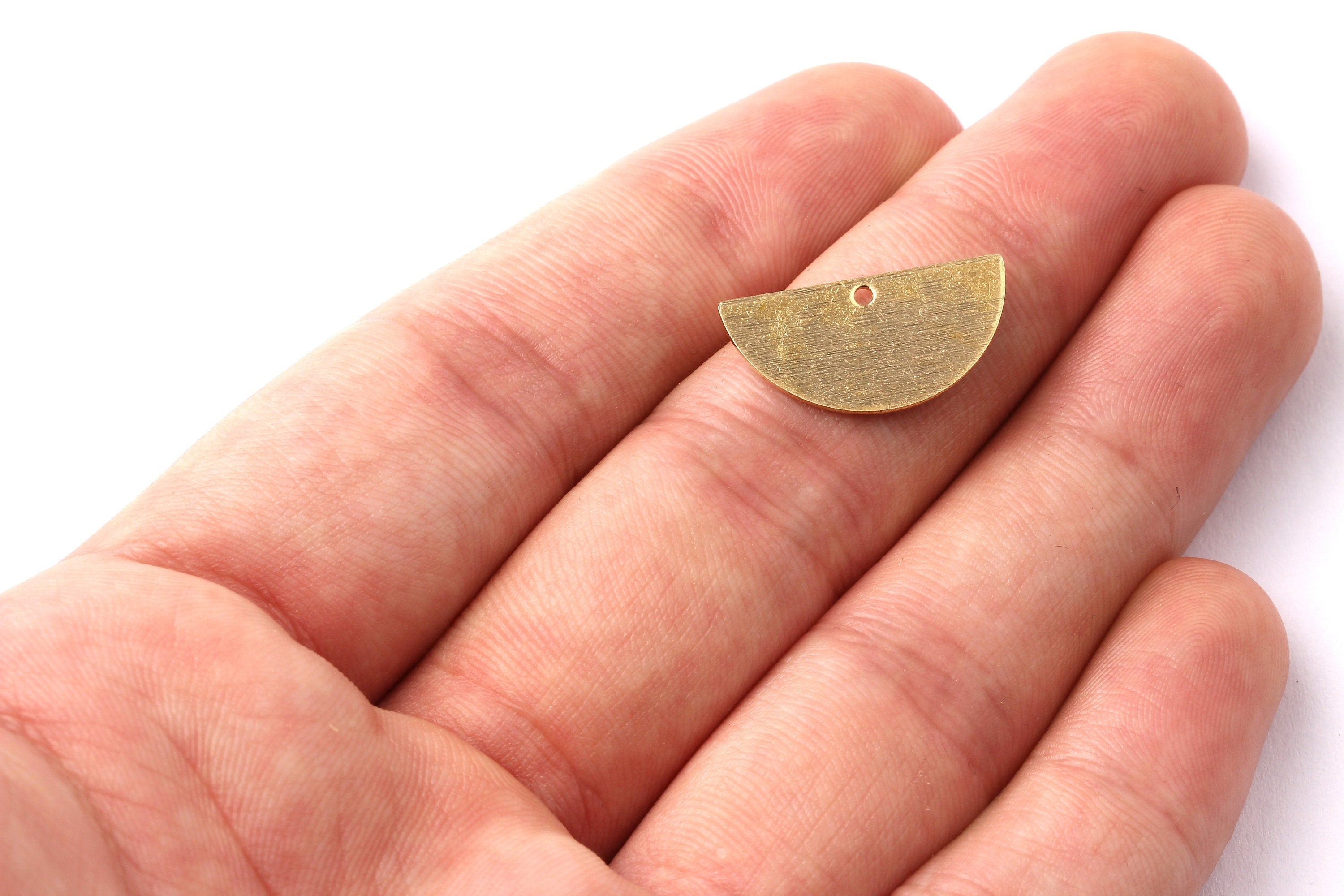Half Moon Shaped Brass Charms without Hole - Semi Circle Shaped Raw Brass Charms - Jewelry Supplies - 6.5x12x0.75mm - PP1301 - DOMEDBAZAAR