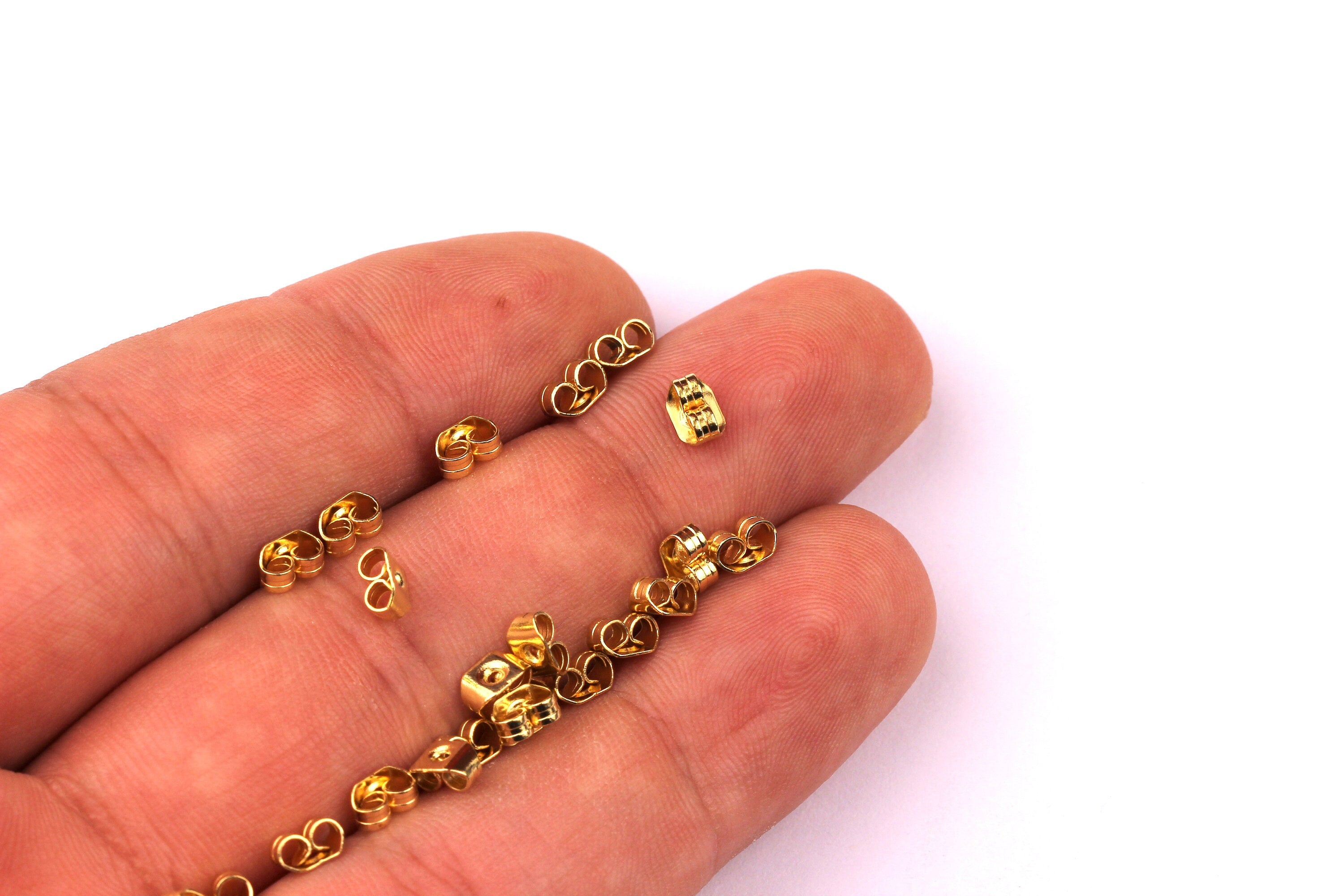 Earring Studs Back Stoppers - Raw Brass - Ear Nuts - Ear Wire Backs - Earring Findings- Jewelry Supplies - 5mm - 100pcs - PP1115 - DOMEDBAZAAR