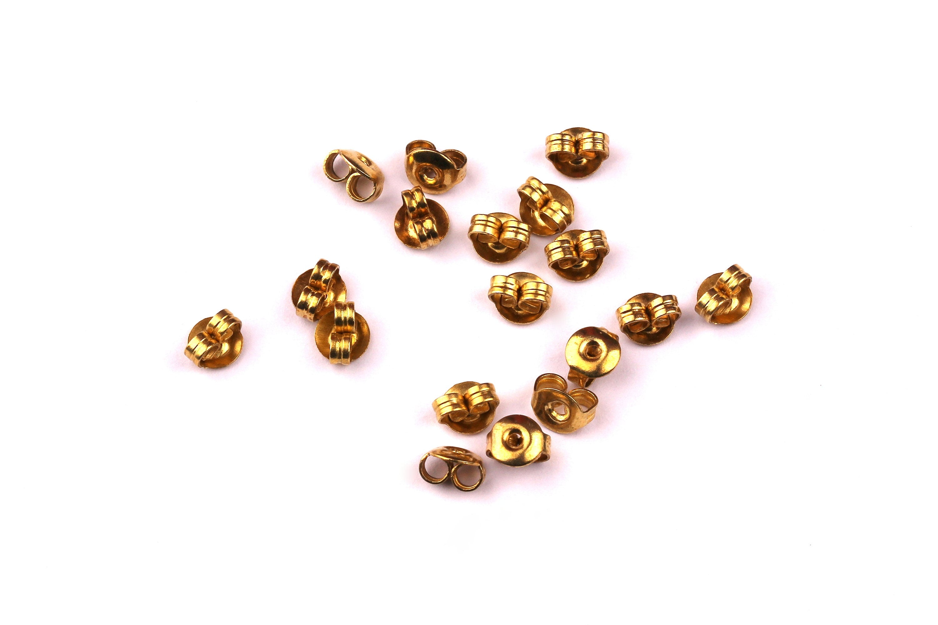 Raw Brass Ear Nuts - Earring Stud Back Stopper - Ear Wire Backs - Earring Findings- Jewelry Supplies - 5mm - 100pcs - PP1117 - DOMEDBAZAAR