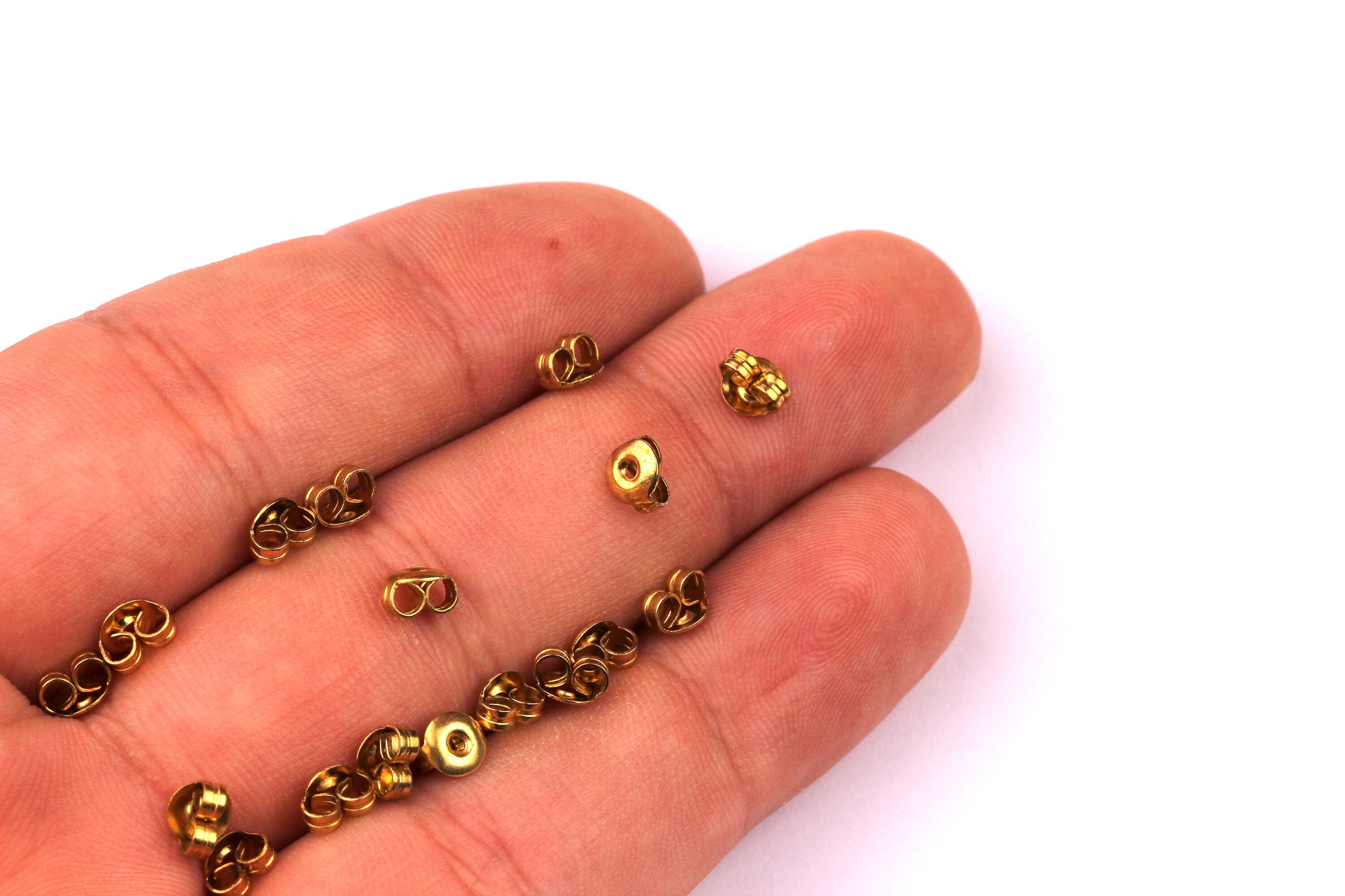 Raw Brass Ear Nuts - Earring Stud Back Stopper - Ear Wire Backs - Earring Findings- Jewelry Supplies - 5mm - 100pcs - PP1117 - DOMEDBAZAAR