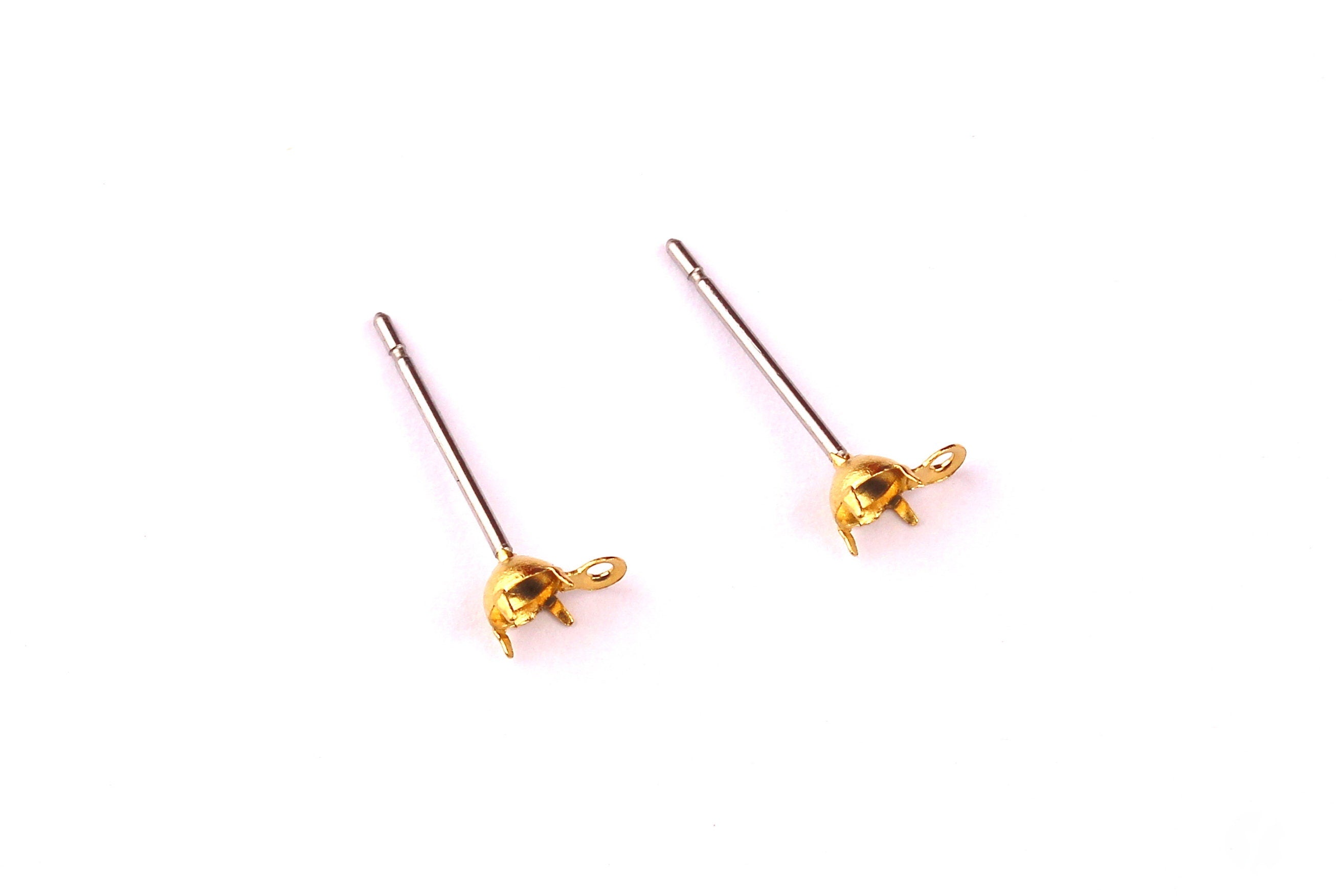 Brass Earring Post - Brass Setting - 316L Stainless Steel Stud - Earring Findings- Jewelry Supplies - 3.3mm Pad - PP1120 - DOMEDBAZAAR