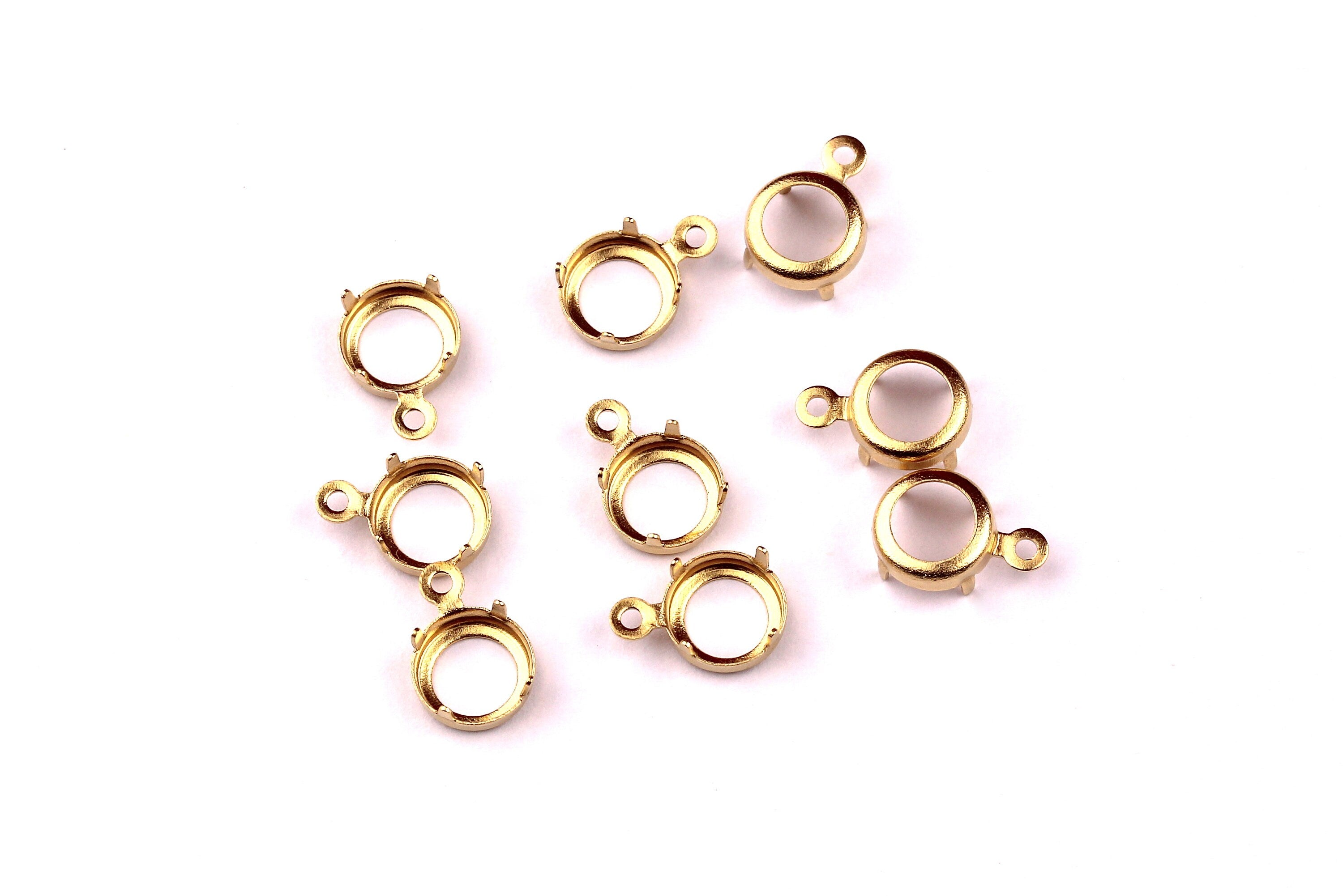 Brass Prong Setting - Circle Shaped Setting - Earring Findings- Jewelry Supplies - 6.7mm Pad - PP1125 - DOMEDBAZAAR