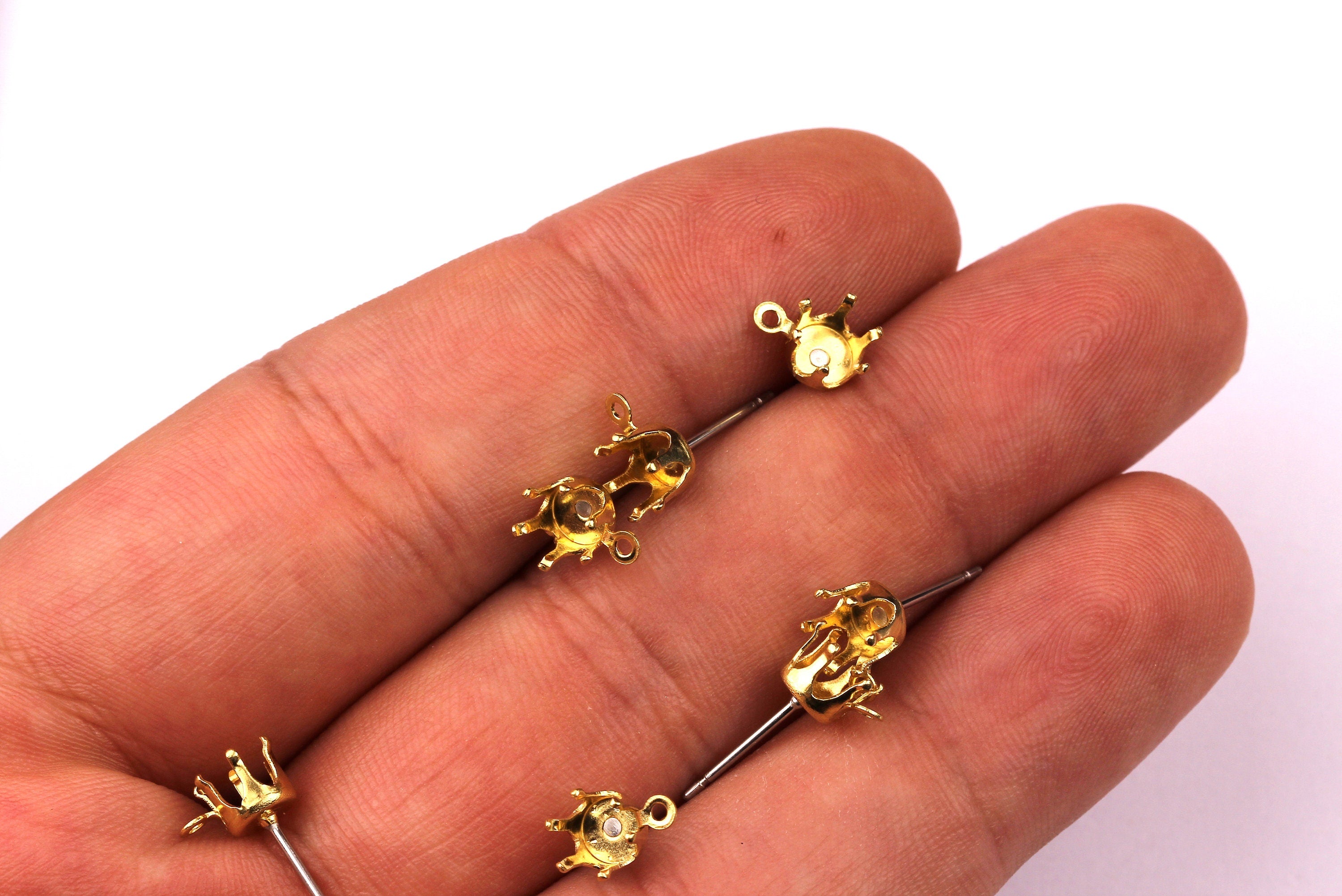 Brass Earring Post - Brass Setting - 316L Stainless Steel Stud - Earring Findings- Jewelry Supplies - 5mm Pad - PP1132 - DOMEDBAZAAR