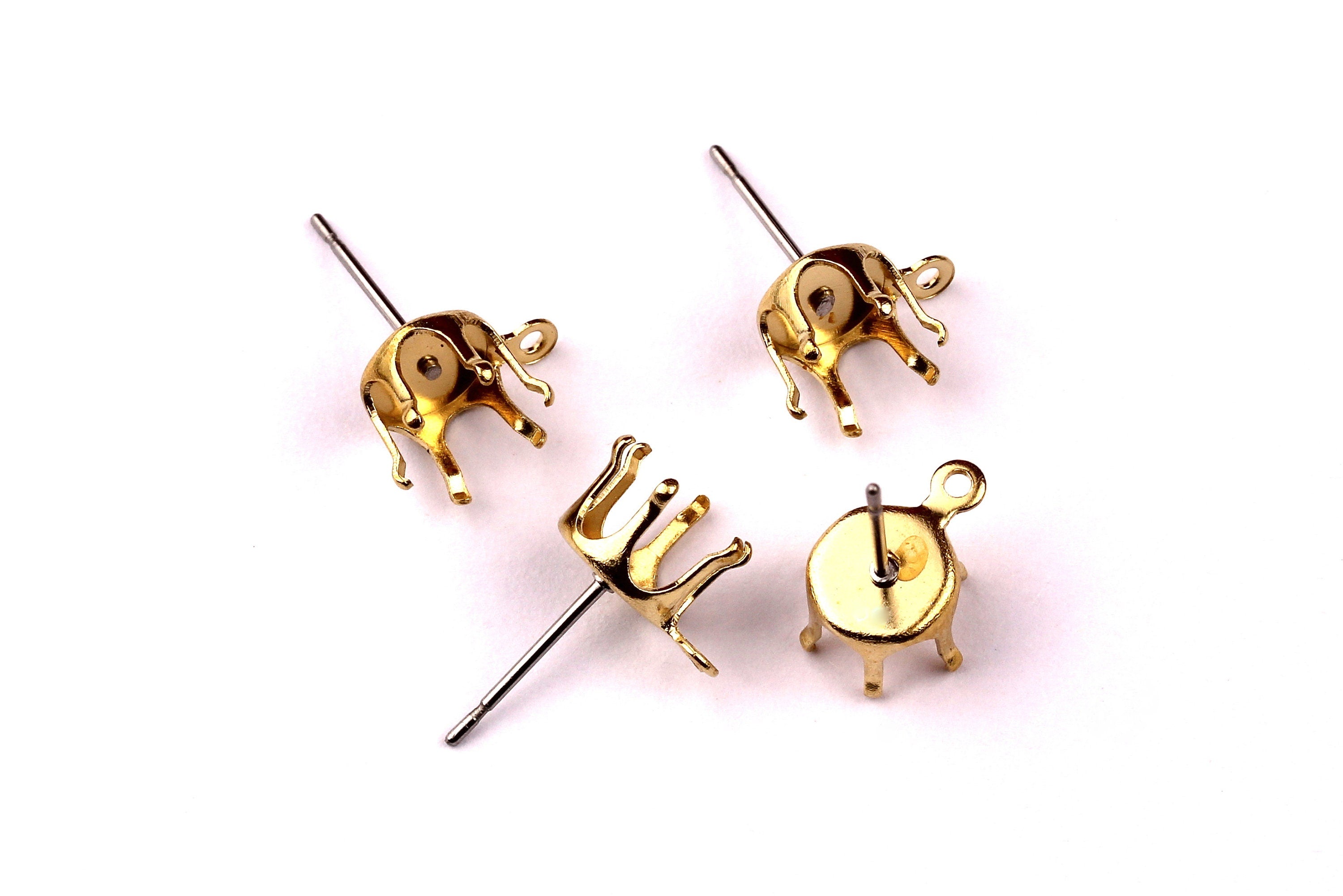 Brass Earring Post - Brass Round Setting - 316L Stainless Steel Stud - Earring Findings- Jewelry Supplies - 7mm Pad - PP1133 - DOMEDBAZAAR