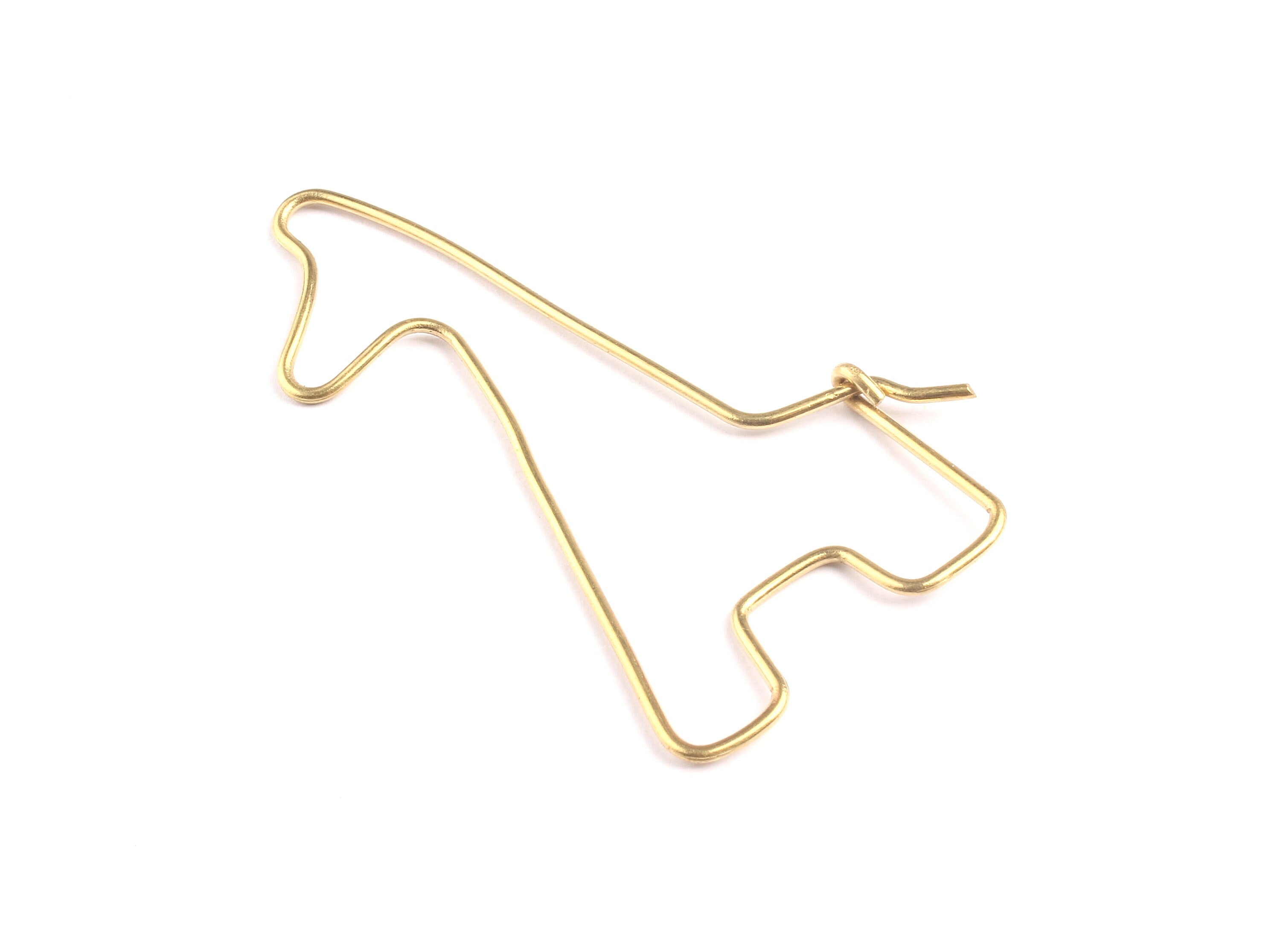 Brass Giraffe Pendant- Raw Brass Giraffe Wire Pendant - Jewelry Supplies - 61x30x1.25mm - PP1305 - DOMEDBAZAAR