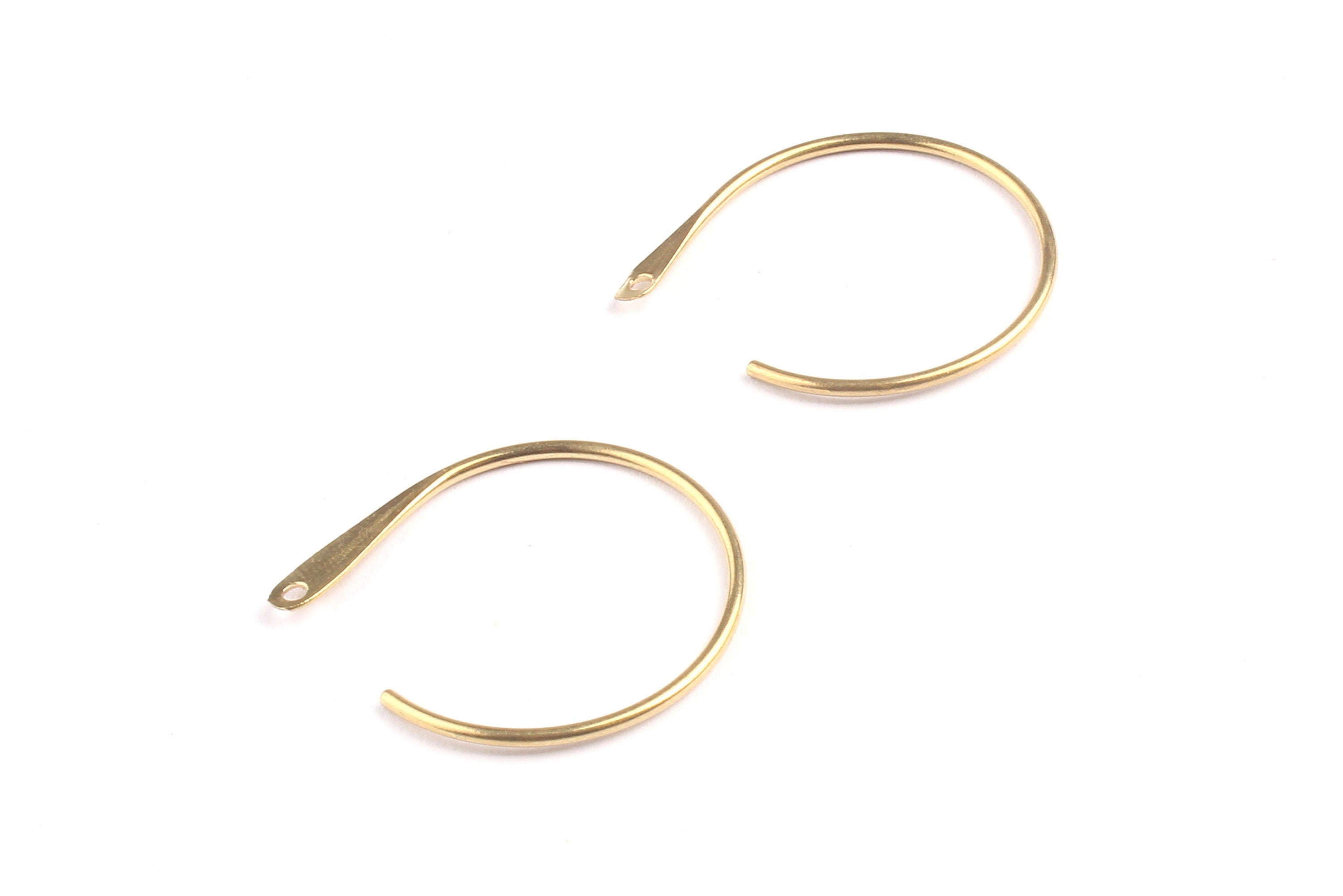 Brass Earring Wire - Raw Brass Hoop - Brass Ear Wire - Earring Findings - Jewelry Supplies - 30x25x1.2mm - PP1309 - DOMEDBAZAAR