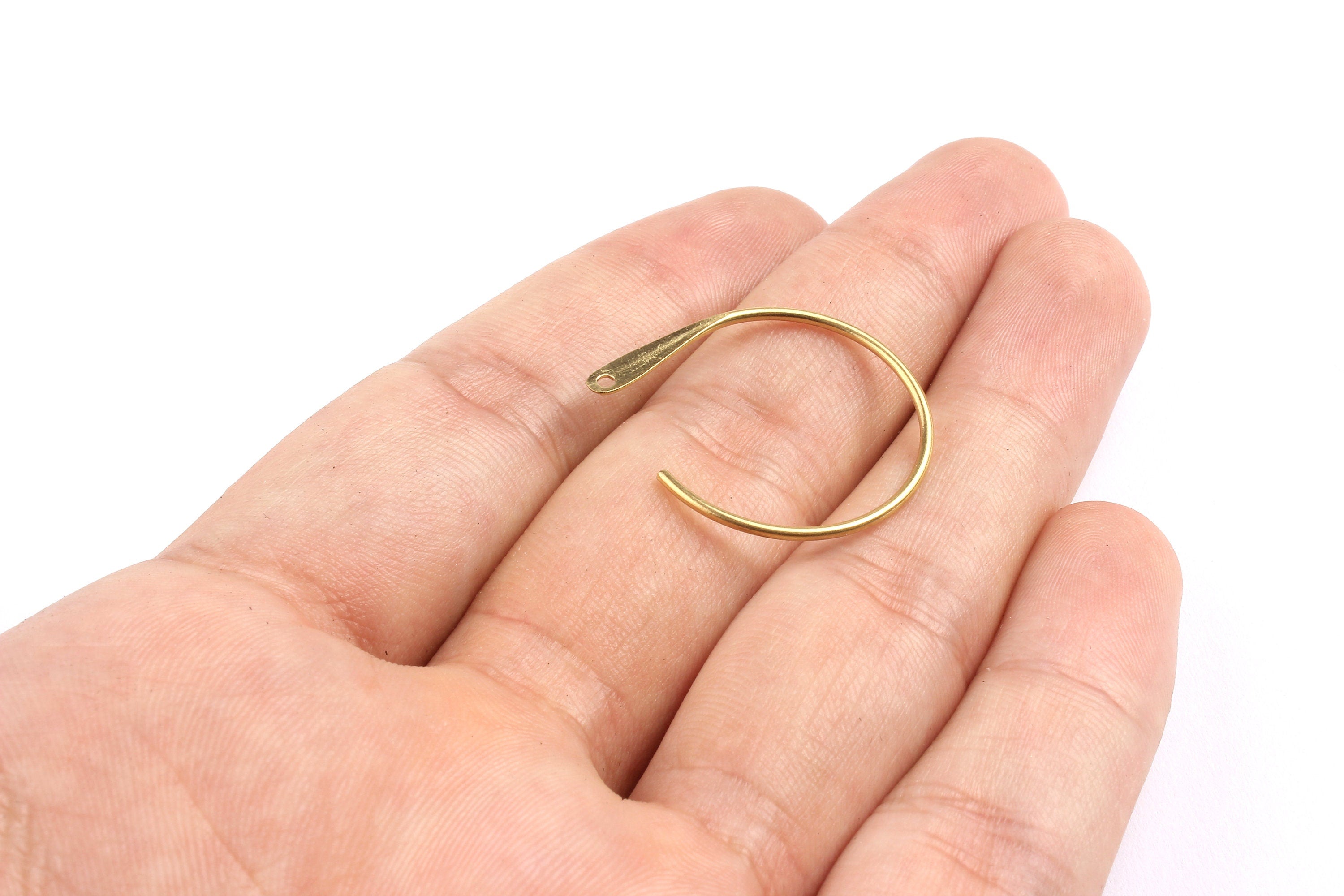 Brass Earring Wire - Raw Brass Hoop - Brass Ear Wire - Earring Findings - Jewelry Supplies - 30x25x1.2mm - PP1309 - DOMEDBAZAAR