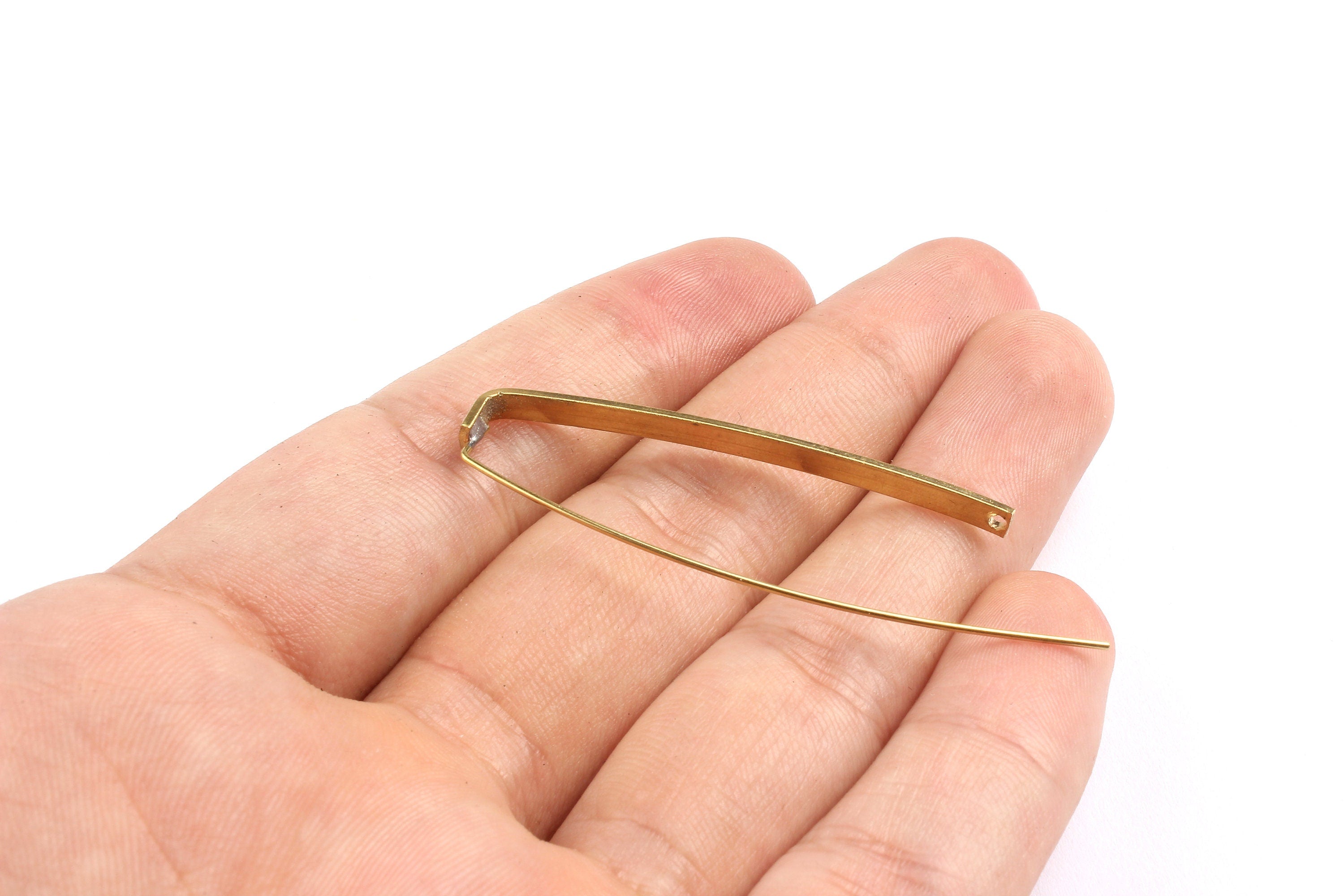 Brass Ear Wire - Raw Brass Needle Bar Earring Wire - Earring Findings - Jewelry Supplies - 58x17x1mm - PP1311 - DOMEDBAZAAR
