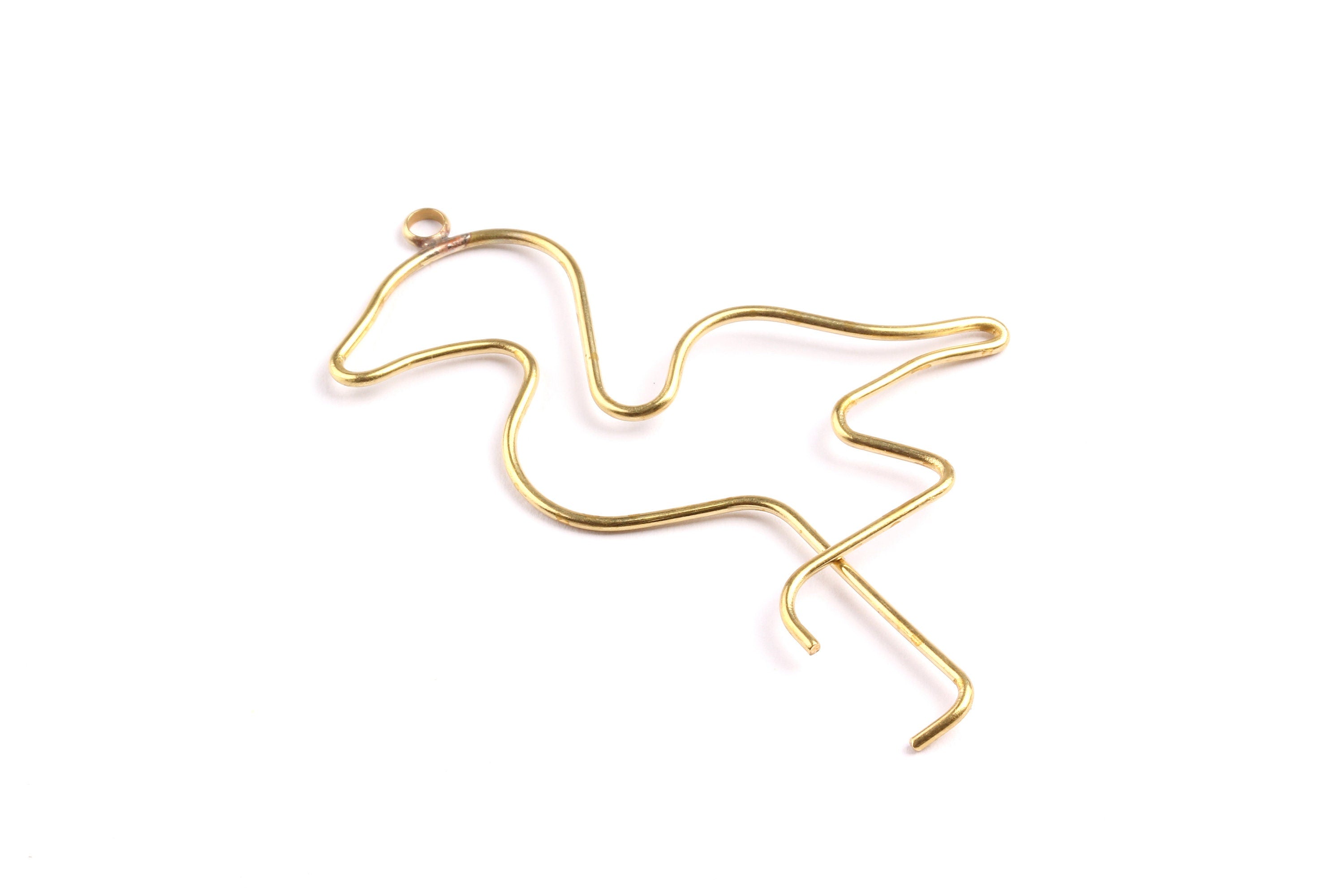 Brass Flamingo Pendant- Raw Brass Flamingo Wire Pendant - Jewelry Supplies - 64x45x1.45mm - PP1312 - DOMEDBAZAAR