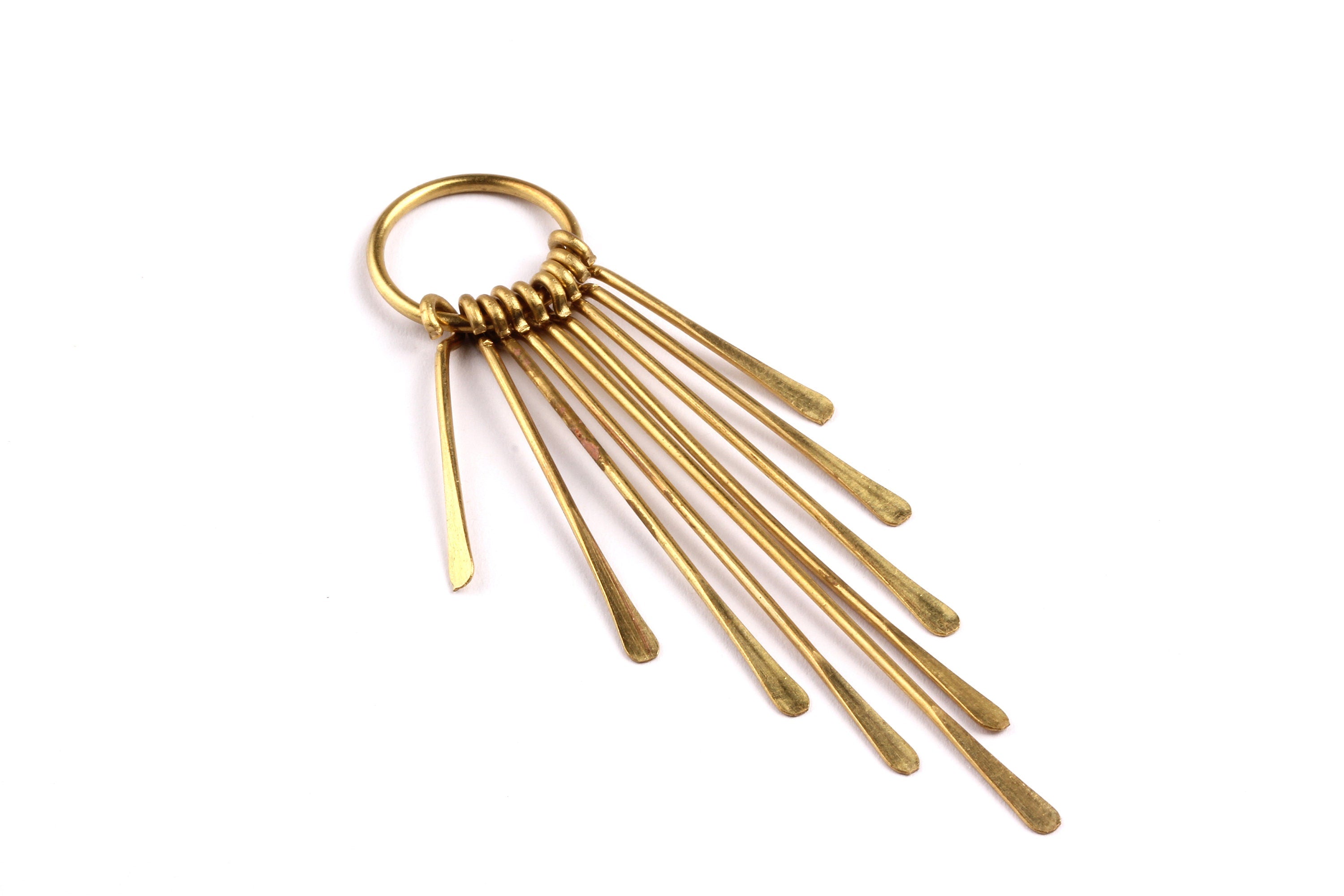 Brass Fringed Charms - Raw Brass Hammered Fringed Trim Charms - Earring Findings - Jewellery Supplies - 83x18x1.5mm - PP1313 - DOMEDBAZAAR