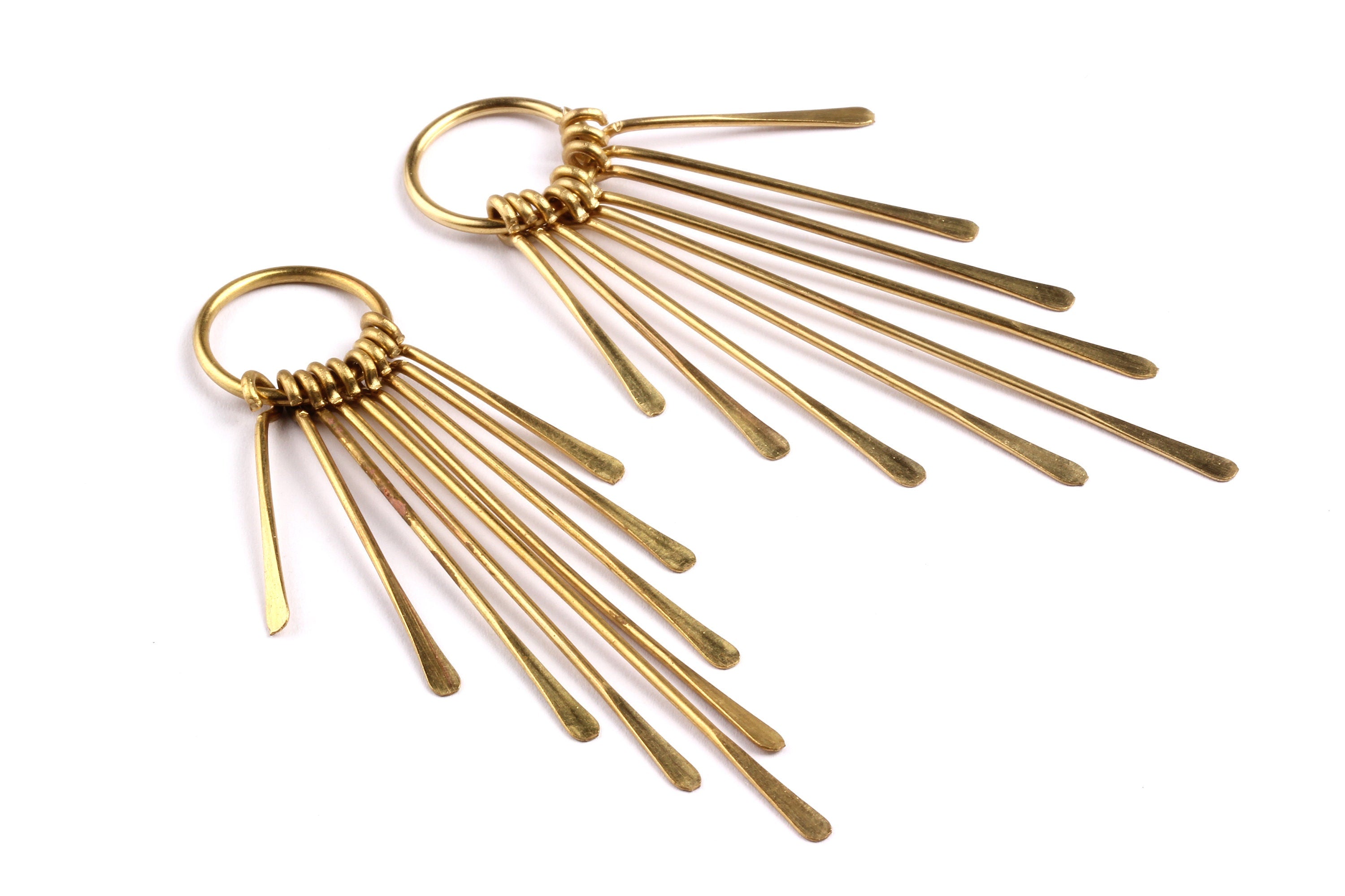 Brass Fringed Charms - Raw Brass Hammered Fringed Trim Charms - Earring Findings - Jewellery Supplies - 83x18x1.5mm - PP1313 - DOMEDBAZAAR