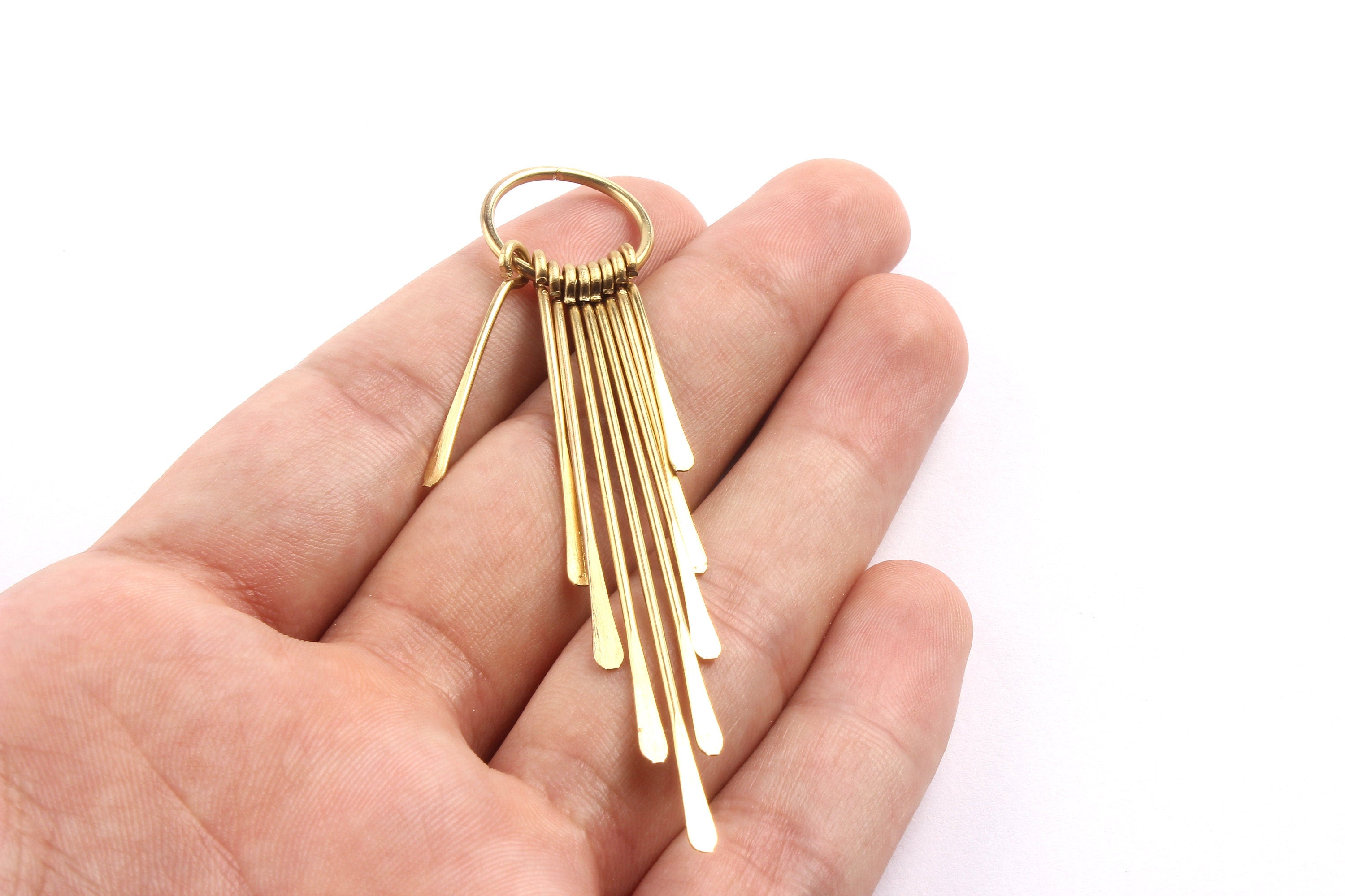 Brass Fringed Charms - Raw Brass Hammered Fringed Trim Charms - Earring Findings - Jewellery Supplies - 83x18x1.5mm - PP1313 - DOMEDBAZAAR