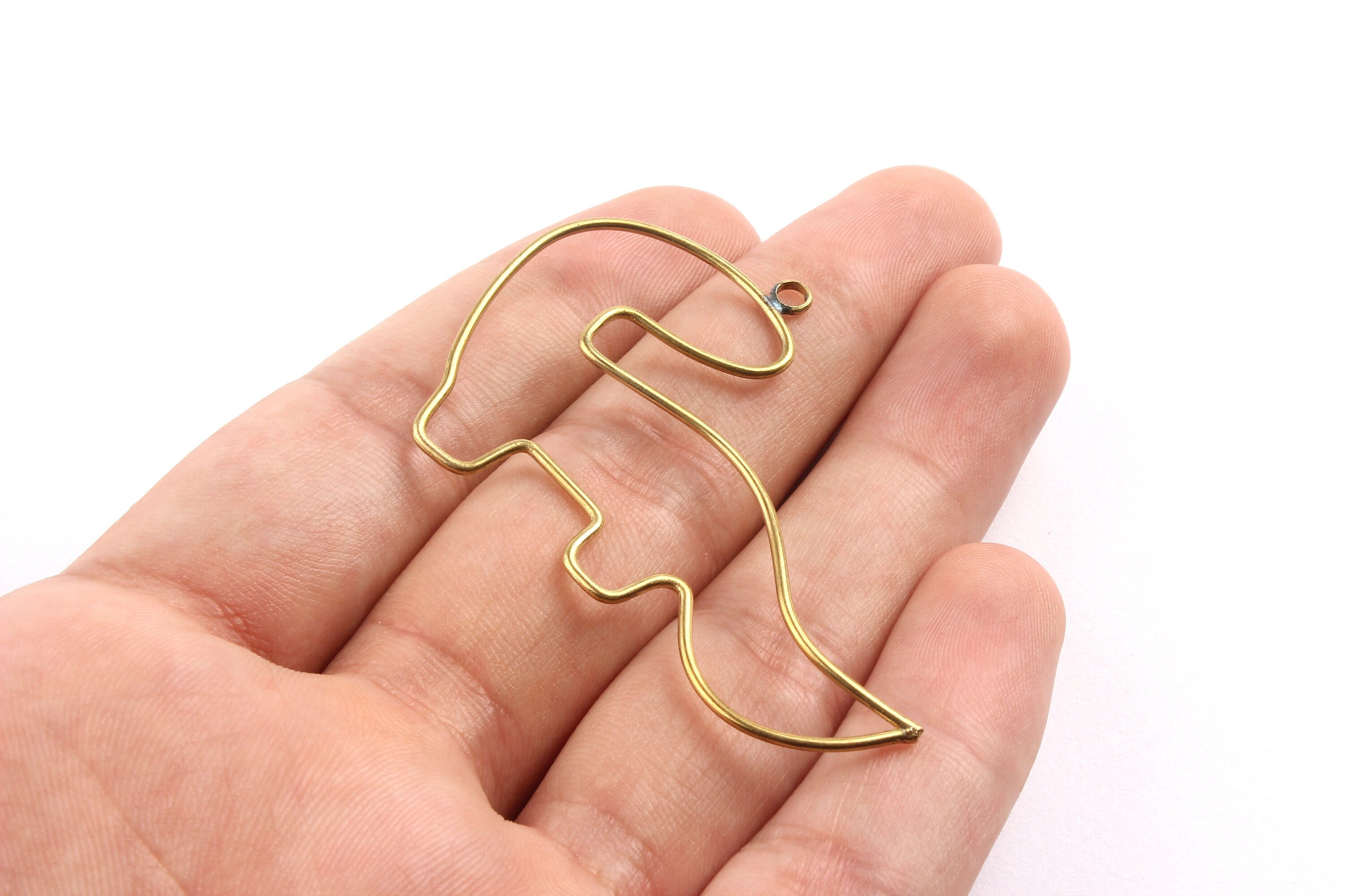 Brass Dinosaur Pendant- Raw Brass Dinosaur Wire Pendant - Jewelry Supplies - 41x56x1.2mm - PP1317 - DOMEDBAZAAR