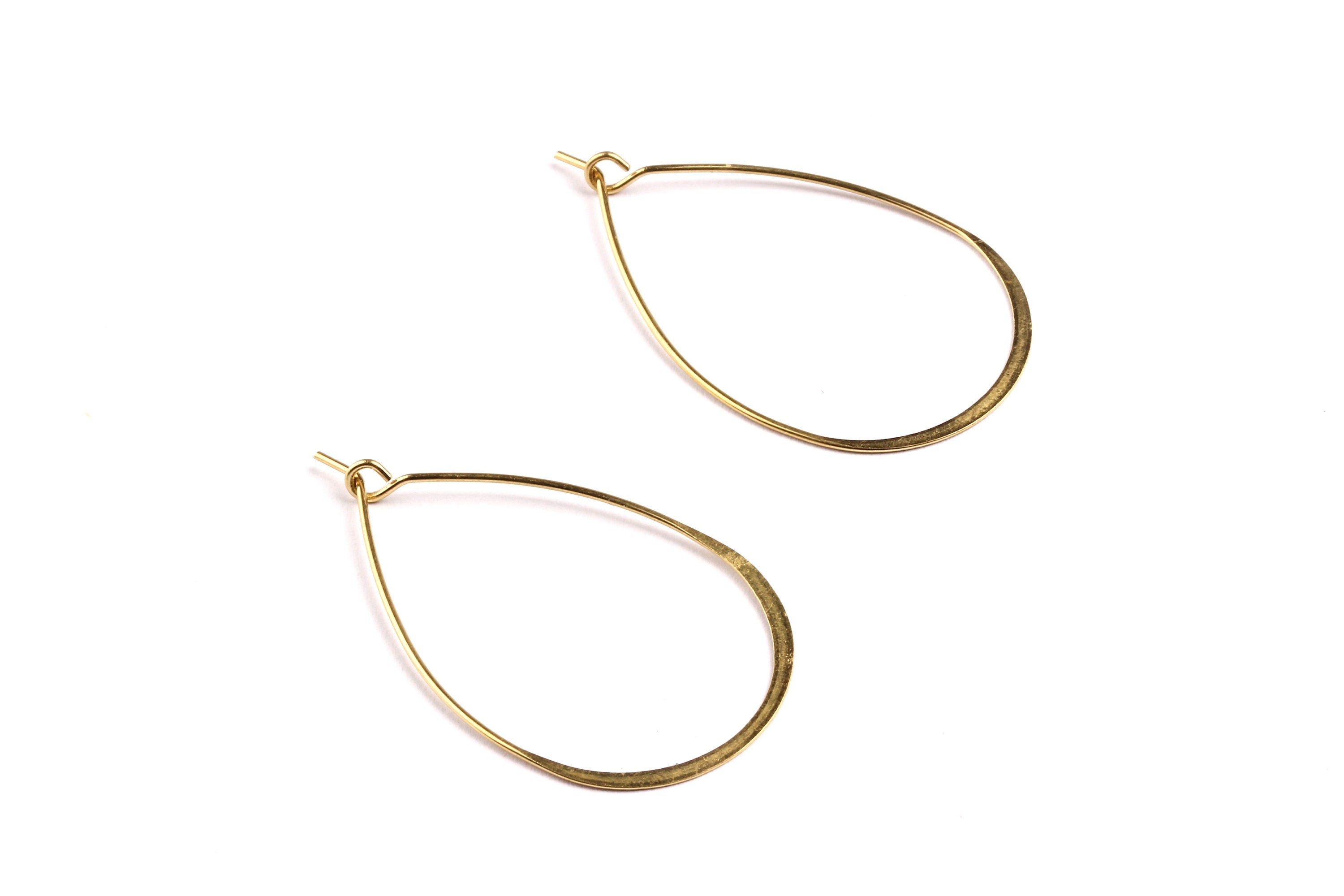 Brass Earring Wire - Raw Brass Drop Shaped Ear Wire - Earring Findings - Jewelry Supplies - 40x23x0.8mm - PP1318 - DOMEDBAZAAR