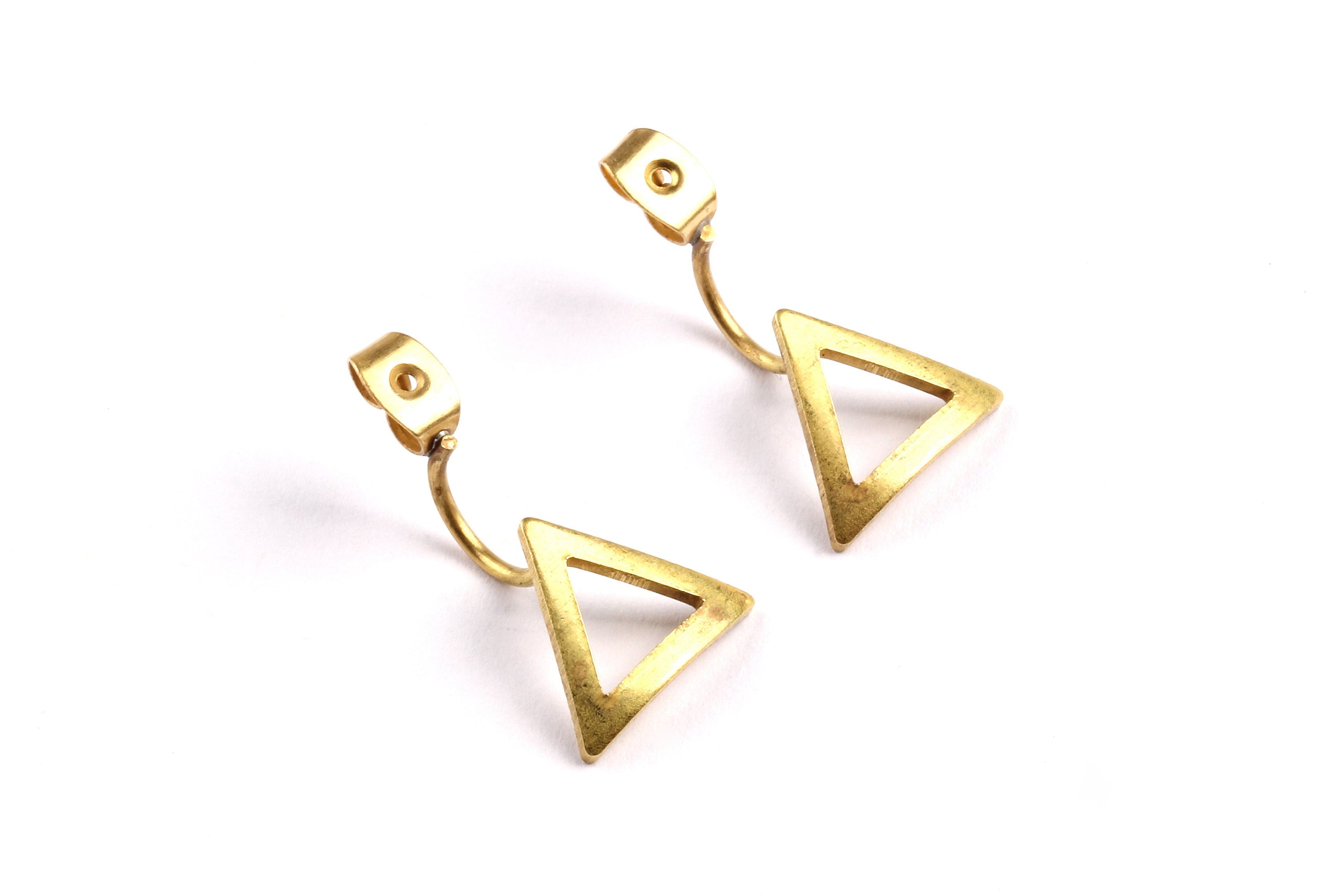 Brass Earring Backs - Raw Brass Triangle Earring Back - Earring Findings - Jewelry Supplies - 24x13x1mm - PP1322 - DOMEDBAZAAR
