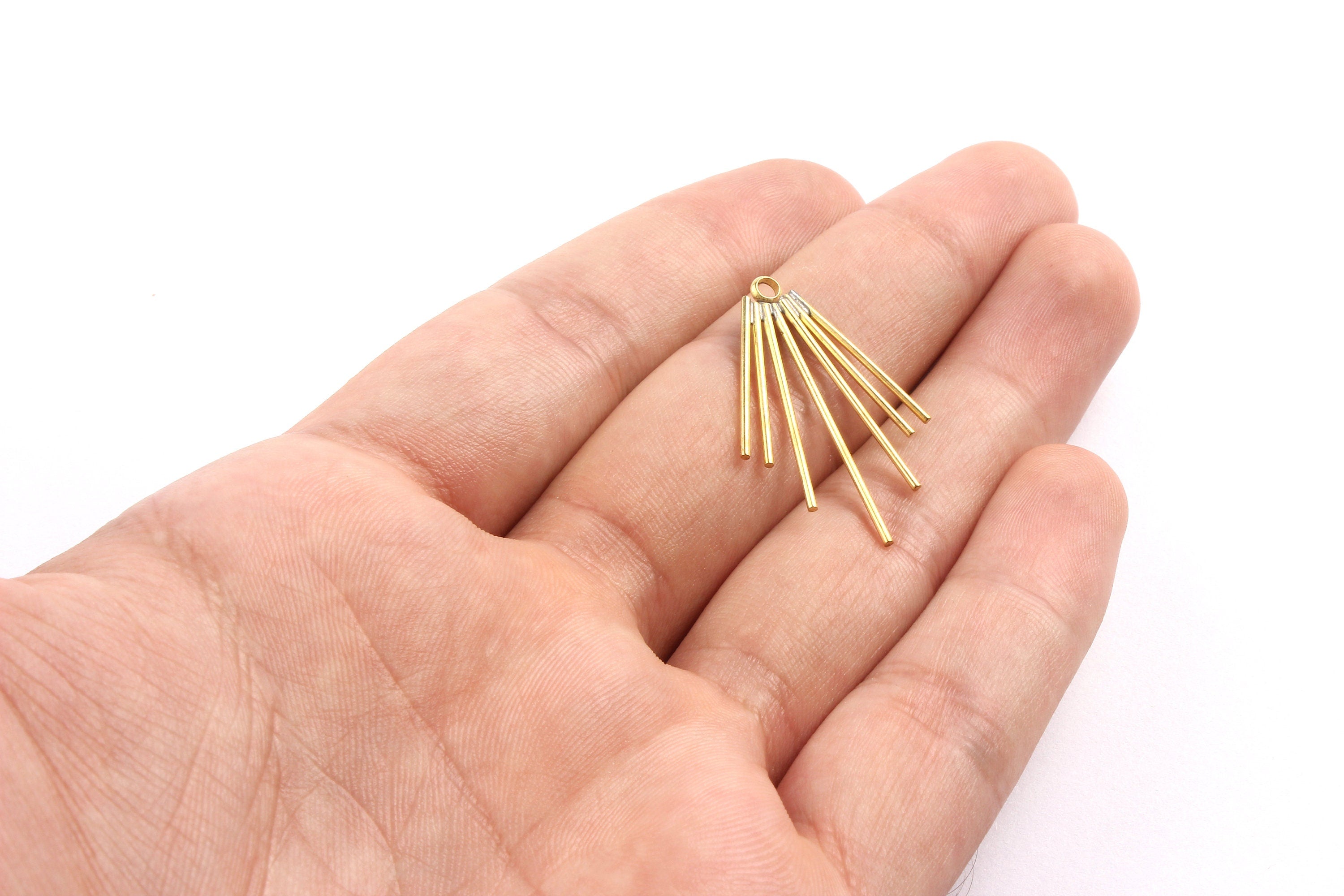 Brass Fringe Charms - Raw Brass Fringe Charms - Earring Findings - Jewelry Supplies - 33x22x1mm - PP1329 - DOMEDBAZAAR