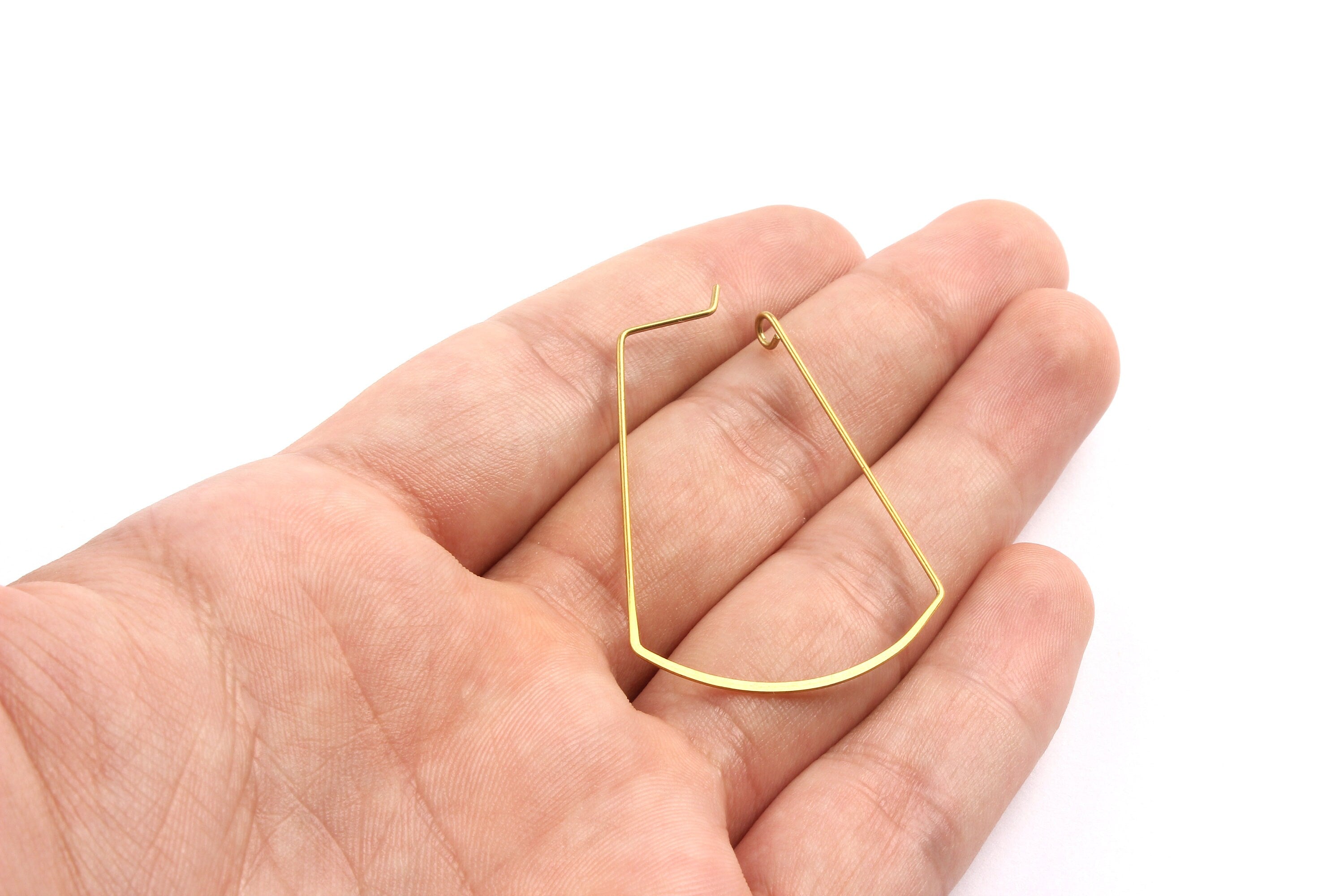Brass Earring Wire - Raw Brass Geometric Shaped Ear Wire - Earring Findings - Jewelry Supplies - 44x32x0.8mm - PP1330 - DOMEDBAZAAR