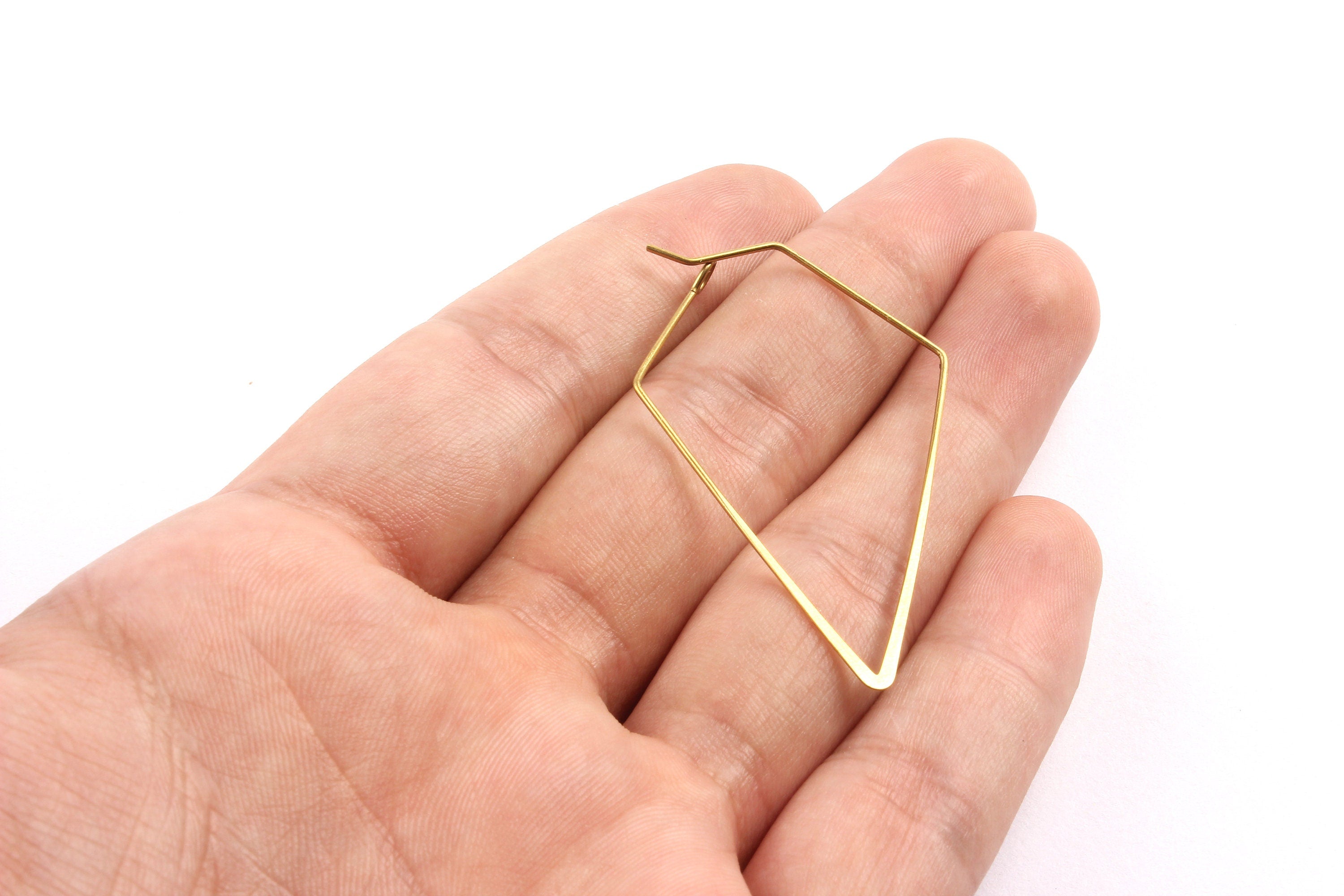Brass Earring Wire - Raw Brass Diamond Ear Wire - Earring Findings - Jewelry Supplies - 50x33x0.8mm - PP1331 - DOMEDBAZAAR