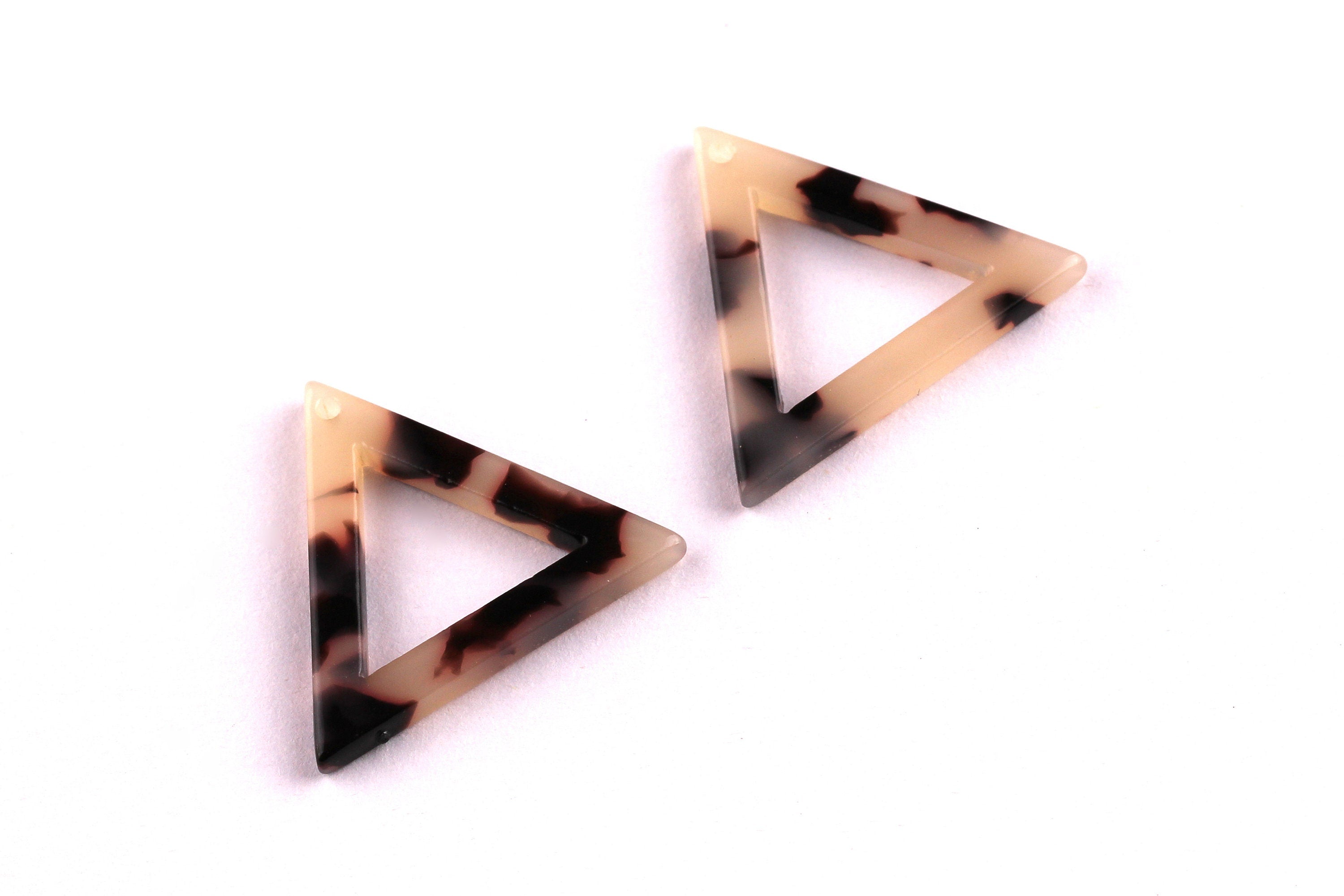 Acetate Triangle Charms - Blonde Tortoise Shell Earrings - Triangle Earrings and Pendant - Color Code: A07 - 22x24x2.6mm - AC1034A - DOMEDBAZAAR