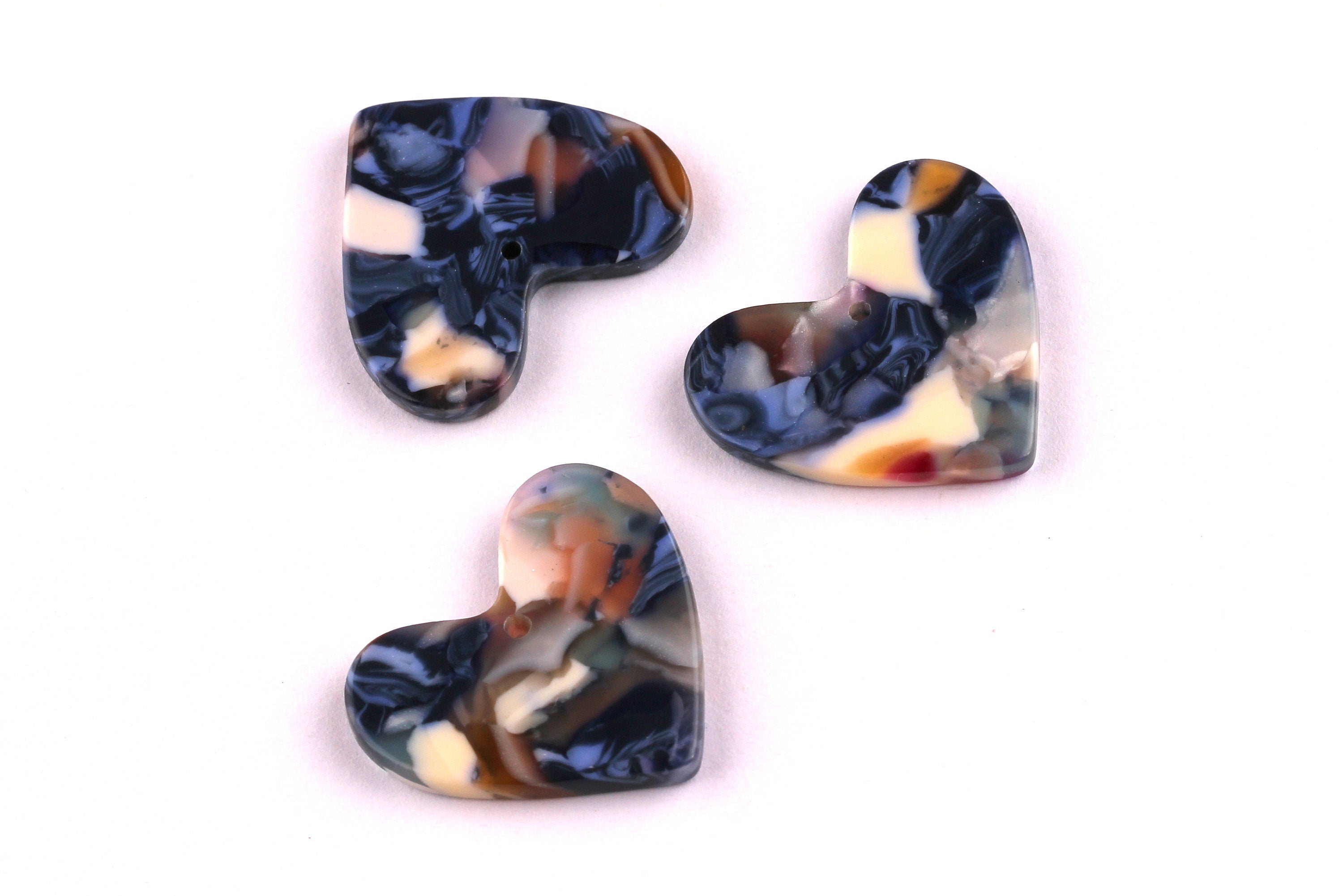 Acetate Heart Charms - Heart Earrings and Pendant - Earring Findings - Jewelry Supplies - Color Code: A19 - 20x23x2.6mm - AC1036C - DOMEDBAZAAR