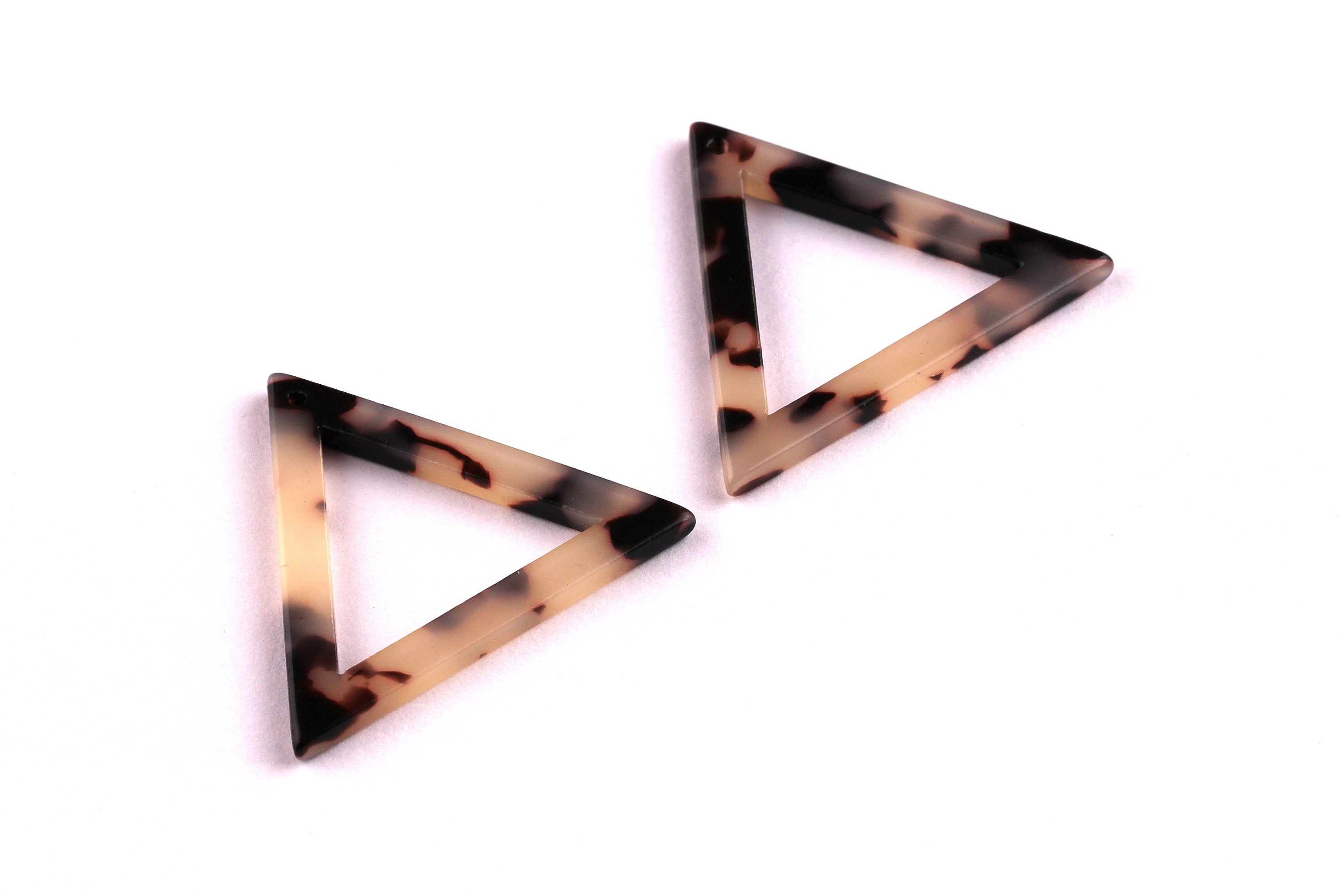 Acetate Triangle Charms - Blonde Tortoise Shell Earrings - Triangle Earrings and Pendant - Color Code: A07 - 30x34x2.6mm - AC1035B - DOMEDBAZAAR