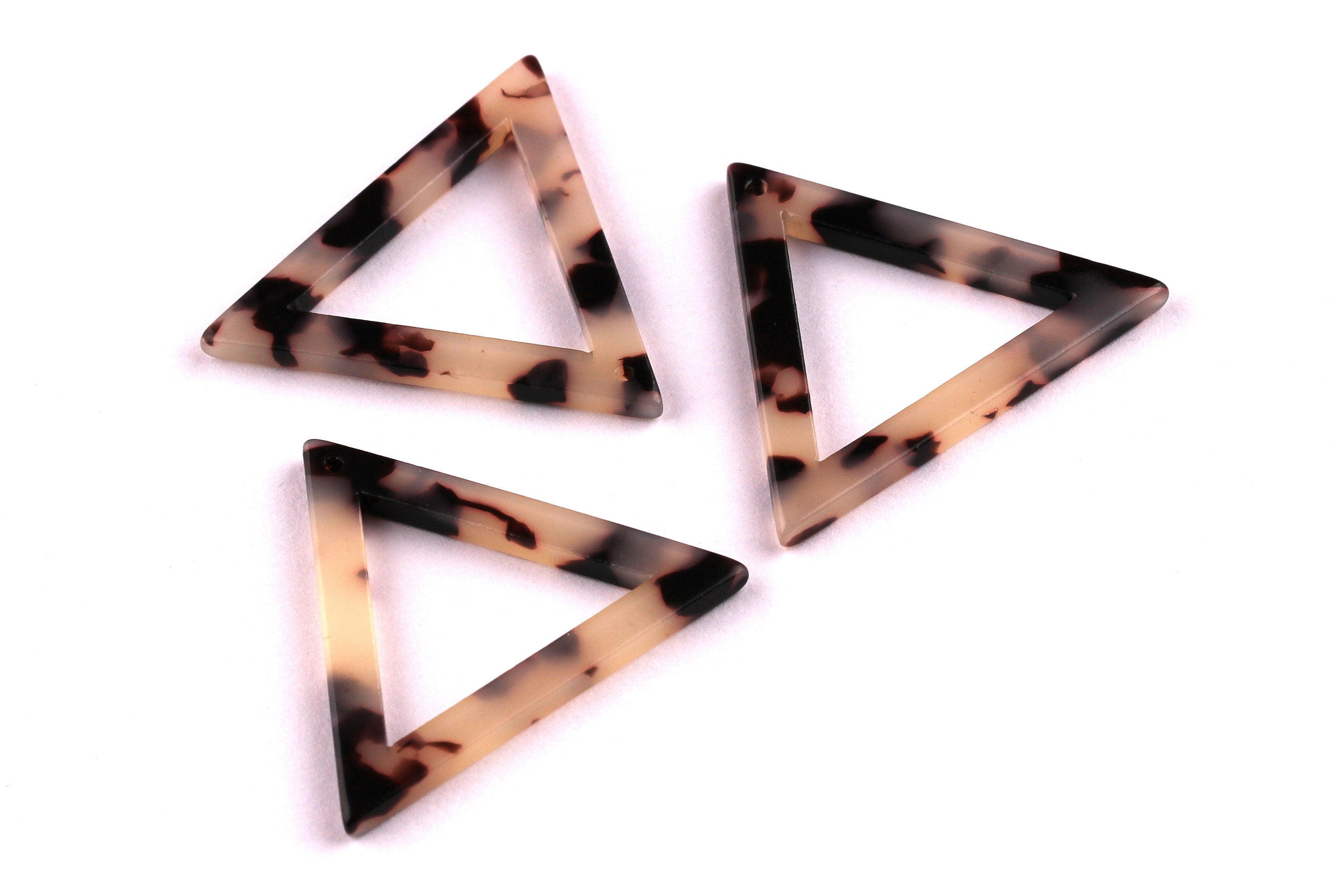 Acetate Triangle Charms - Blonde Tortoise Shell Earrings - Triangle Earrings and Pendant - Color Code: A07 - 30x34x2.6mm - AC1035B - DOMEDBAZAAR