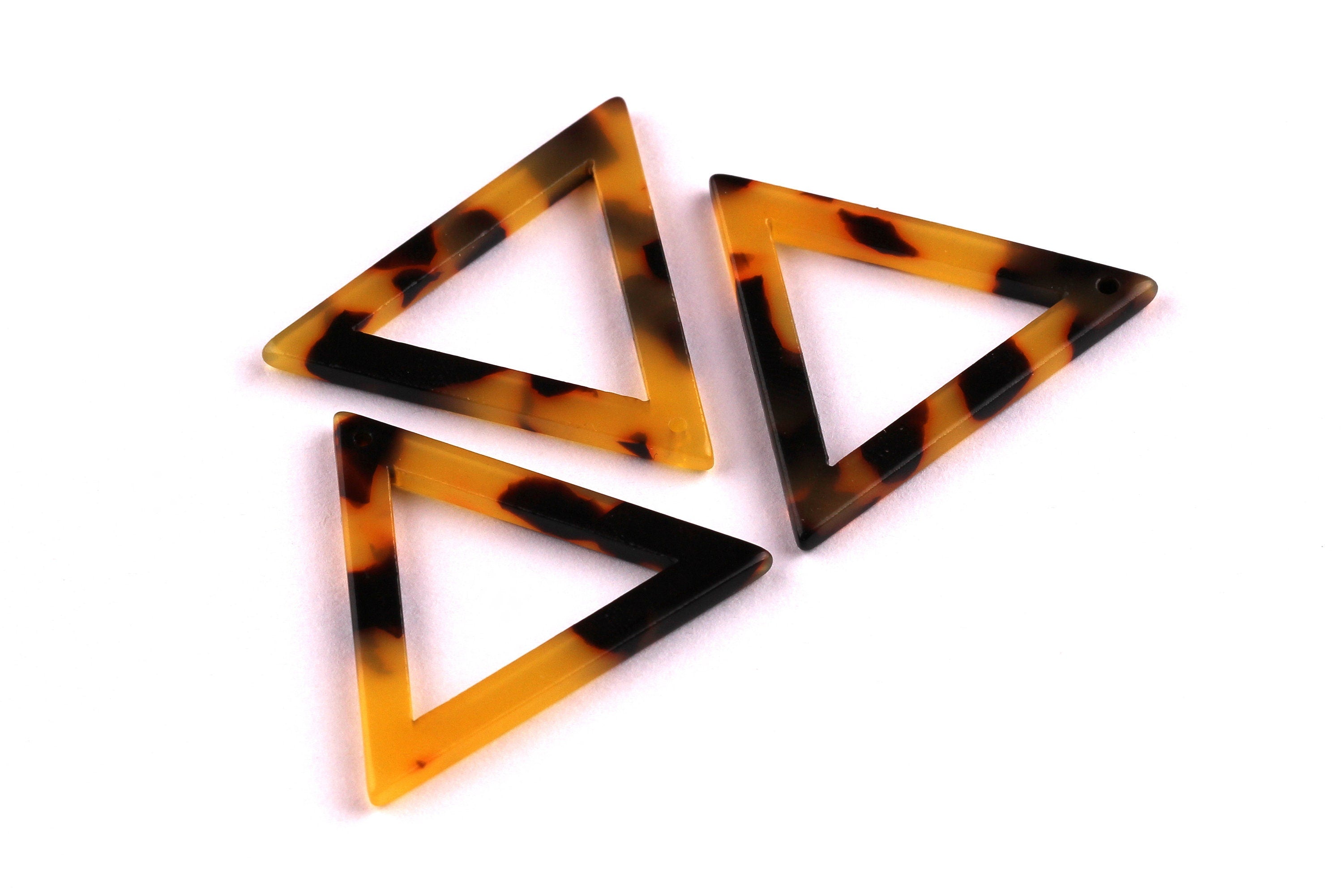 Acetate Triangle Charms - Tortoise Shell Earrings - Triangle Pendant - Jewelry Supplies - Color Code: A01 - 30x34x2.5mm - AC1035F - DOMEDBAZAAR