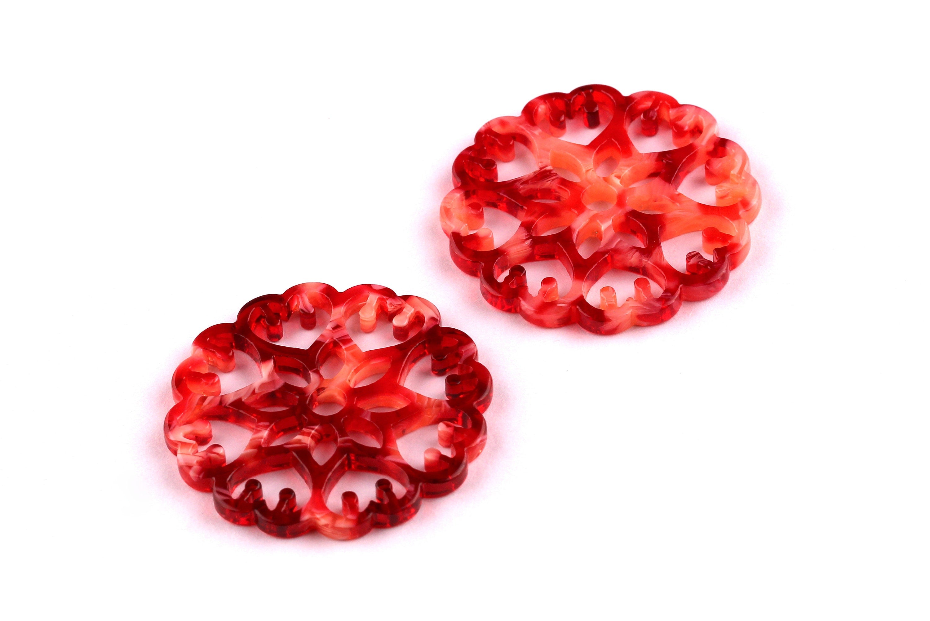 Acetate Snowflake Charms - Snowflake Earrings and Pendant - Earring Findings - Jewelry Supplies - Color Code: A29 - 35x2.5mm - AC1037A - DOMEDBAZAAR