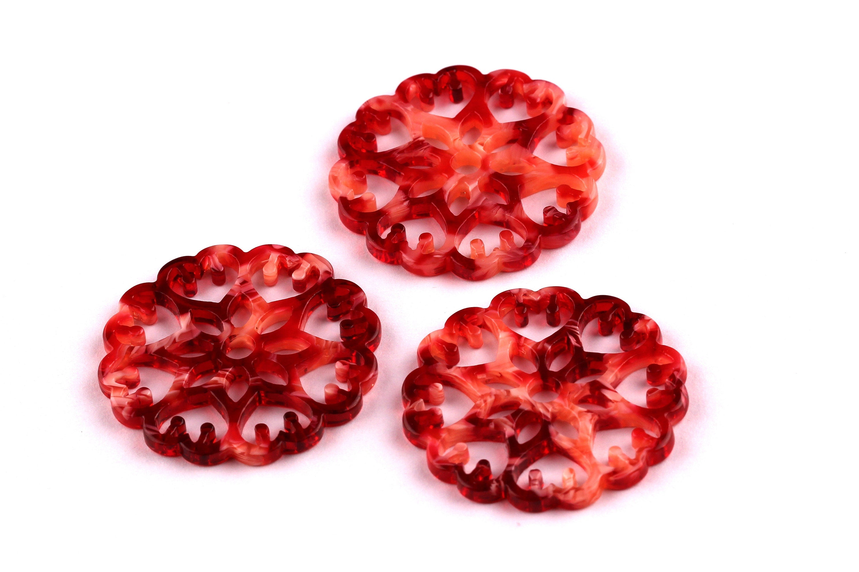 Acetate Snowflake Charms - Snowflake Earrings and Pendant - Earring Findings - Jewelry Supplies - Color Code: A29 - 35x2.5mm - AC1037A - DOMEDBAZAAR