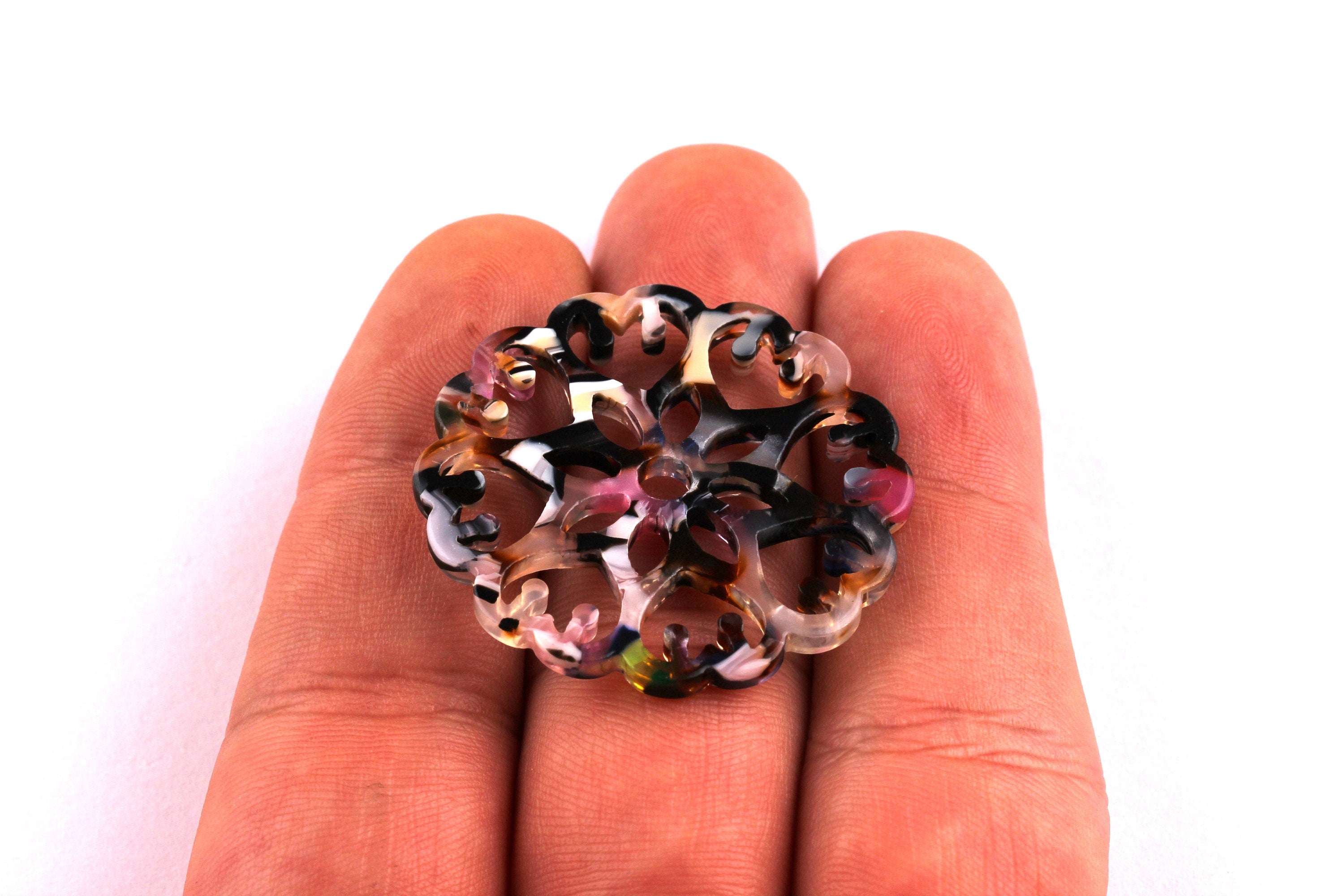 Acetate Snowflake Charms - Snowflake Earrings and Pendant - Earring Findings - Jewelry Supplies - Color Code: A11 - 35x2.5mm - AC1037C - DOMEDBAZAAR