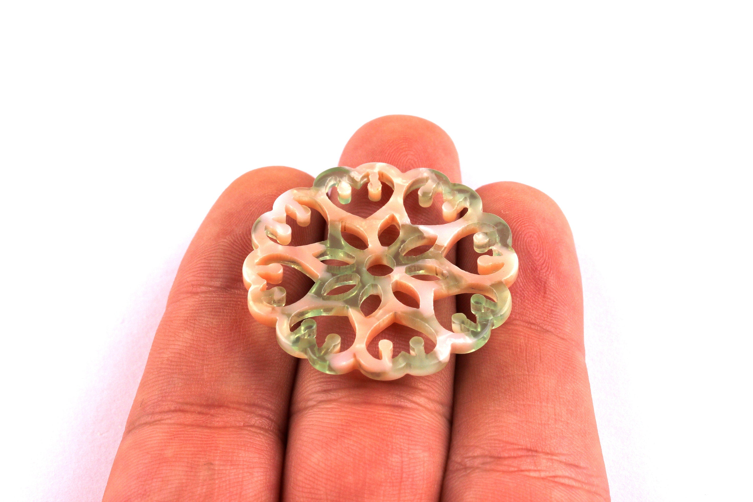 Acetate Snowflake Charms - Snowflake Earrings and Pendant - Earring Findings - Jewelry Supplies - Color Code: A38 - 35x2.5mm - AC1037D - DOMEDBAZAAR