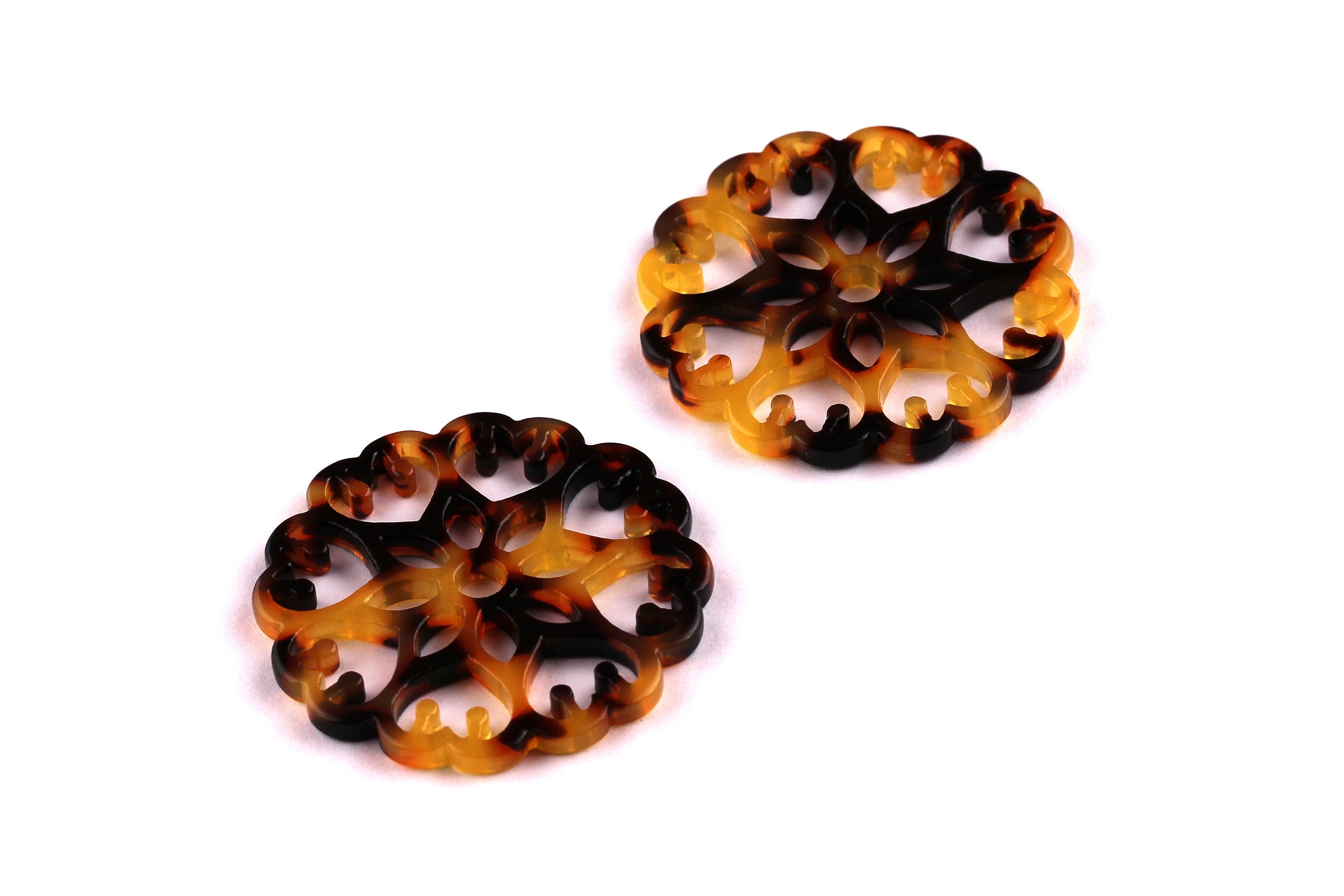 Acetate Snowflake Charms - Tortoise Shell Earrings - Snowflake Pendant - Jewelry Making Supplies - Color Code: A01 - 35x2.5mm - AC1037E - DOMEDBAZAAR