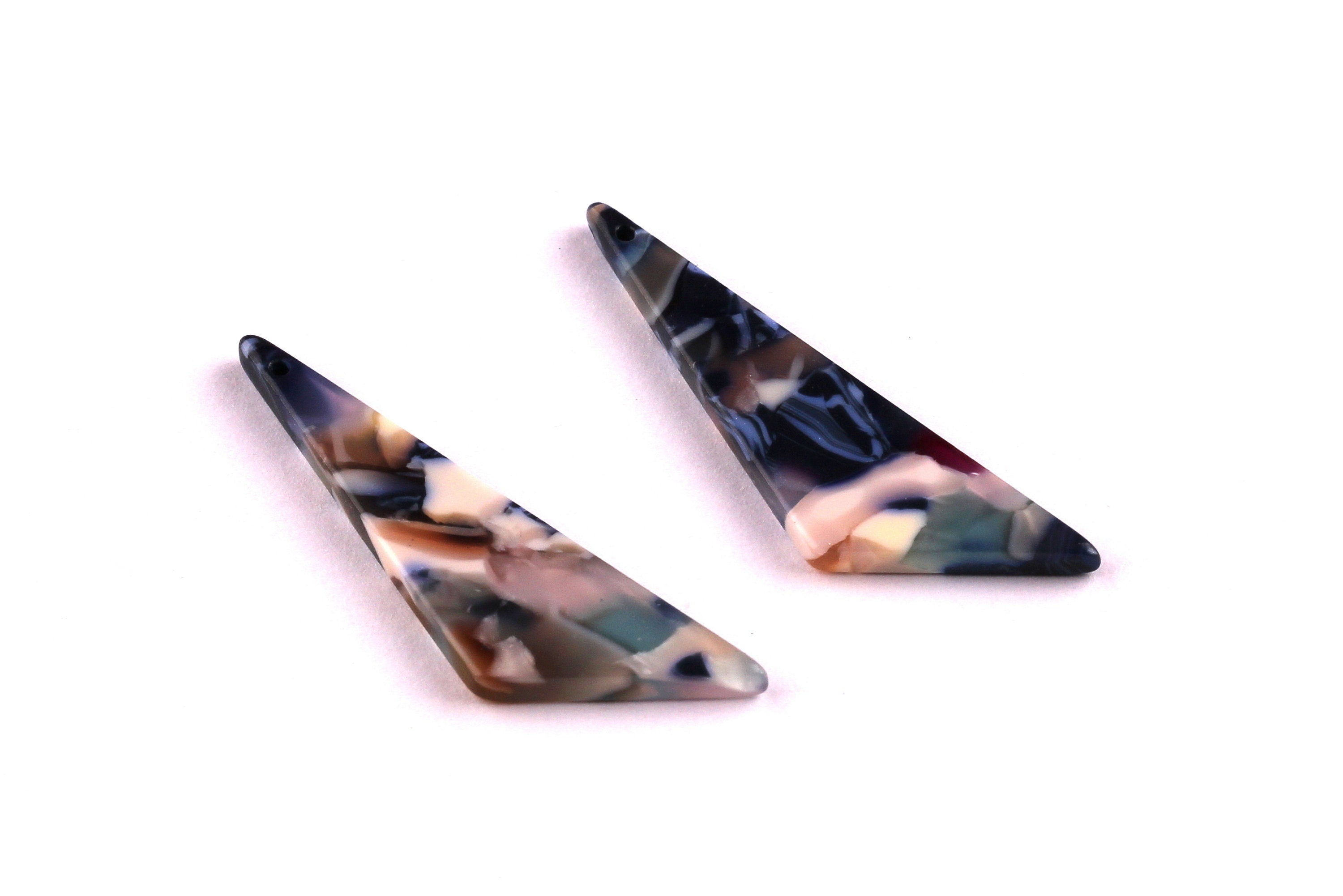 Acetate Triangle Charms - Triangle Earrings and Pendant - Earring Findings - Jewelry Supplies - Color Code: A19 - 40x11.5x2.5mm - AC1038A - DOMEDBAZAAR