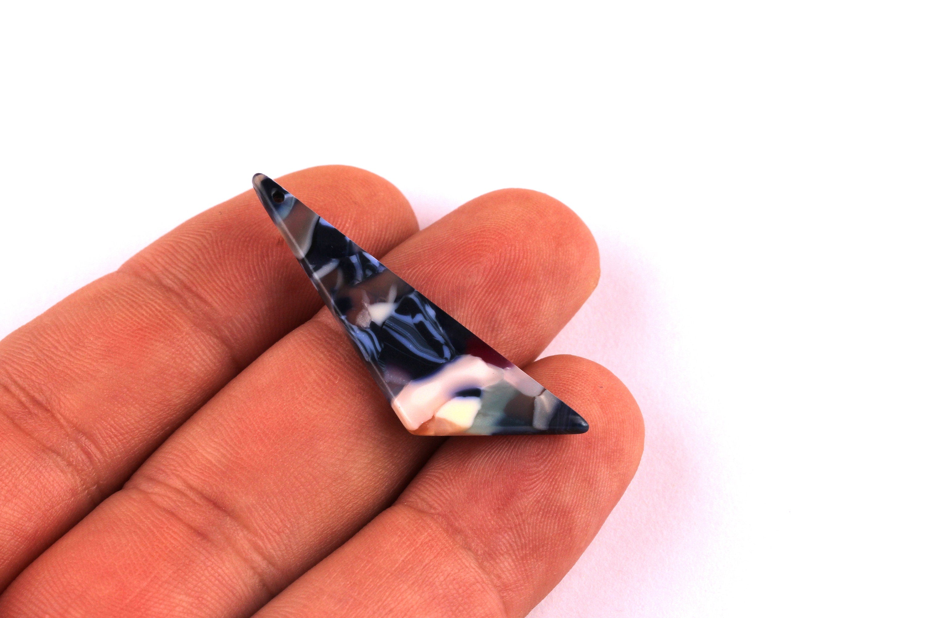 Acetate Triangle Charms - Triangle Earrings and Pendant - Earring Findings - Jewelry Supplies - Color Code: A19 - 40x11.5x2.5mm - AC1038A - DOMEDBAZAAR