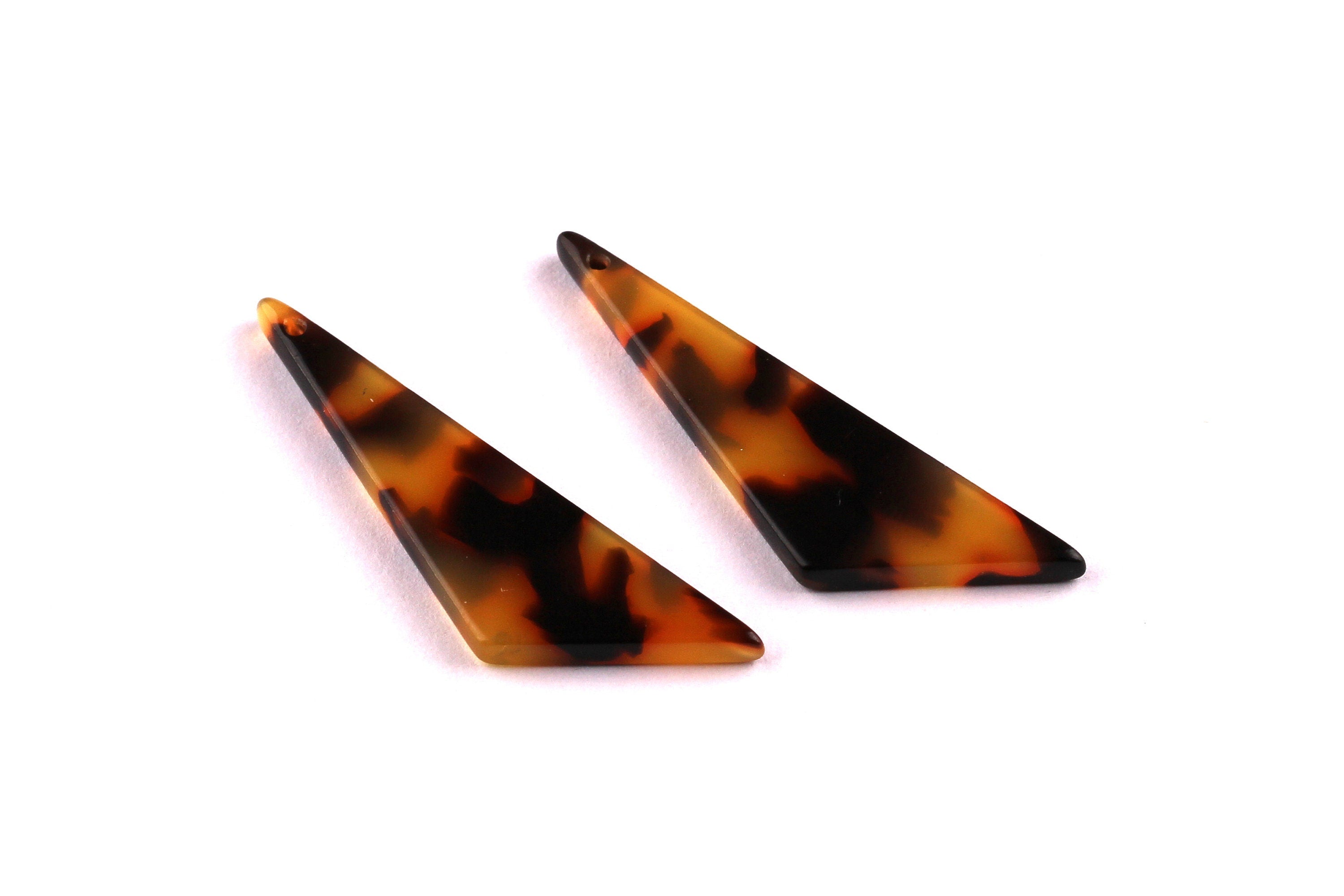 Acetate Triangle Charms - Tortoise Shell Earrings - Triangle Pendant - Jewelry Making Supplies - Color Code: A01 - 40x11.5x2.5mm - AC1038F - DOMEDBAZAAR
