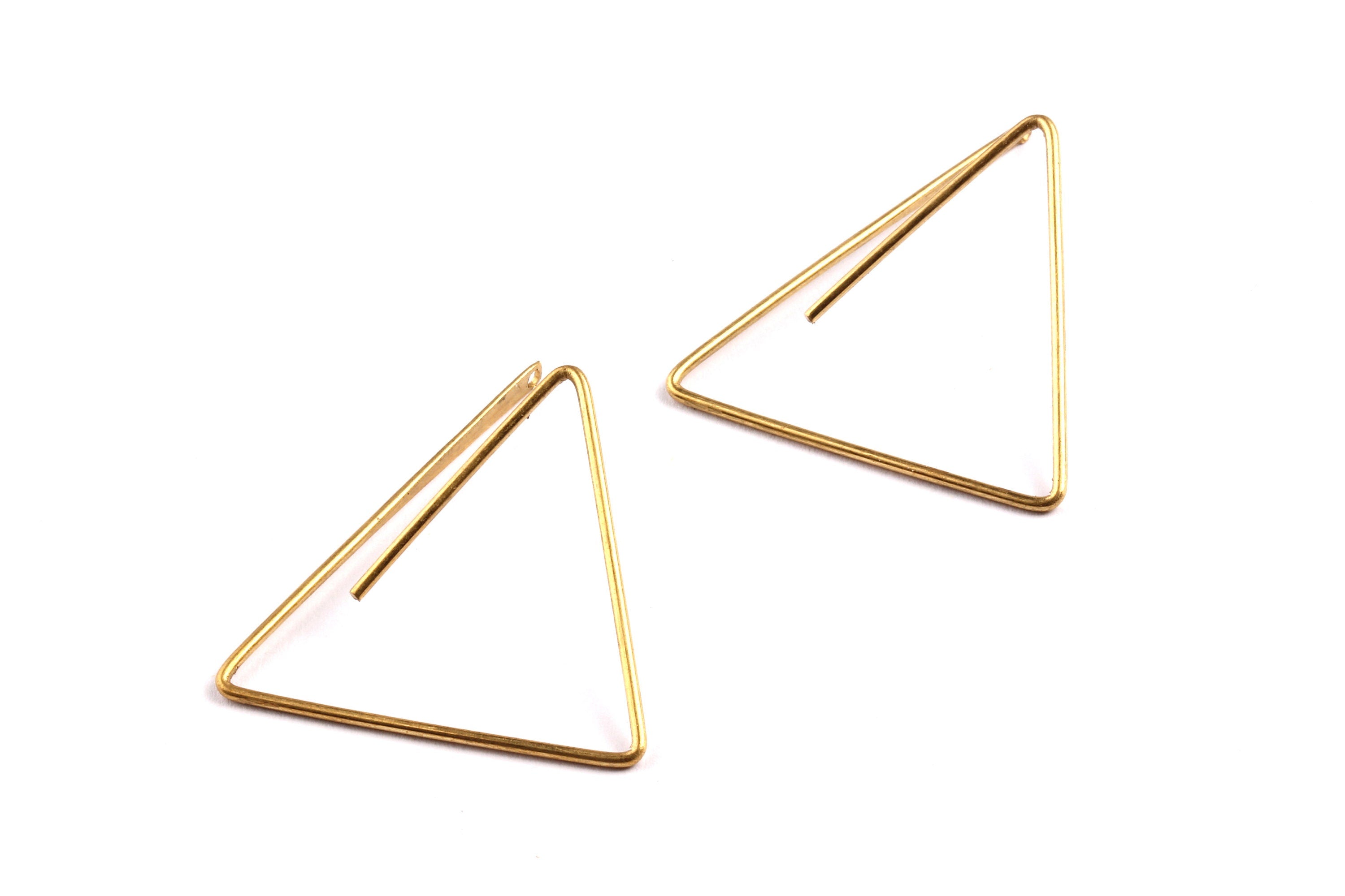 Brass Earring Wire - Raw Brass Triangle Ear Wire - Earring Findings - Jewelry Supplies - 32x29x0.95mm - PP1340 - DOMEDBAZAAR
