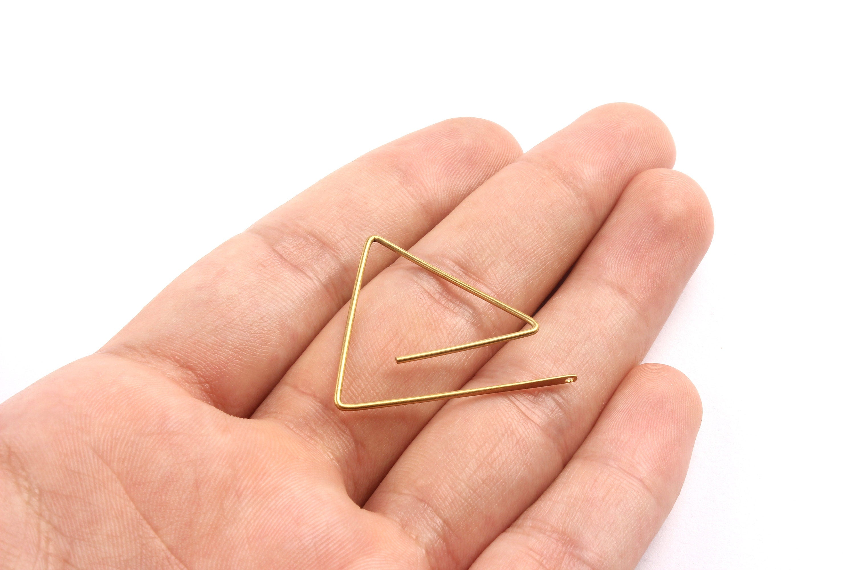 Brass Earring Wire - Raw Brass Triangle Ear Wire - Earring Findings - Jewelry Supplies - 32x29x0.95mm - PP1340 - DOMEDBAZAAR