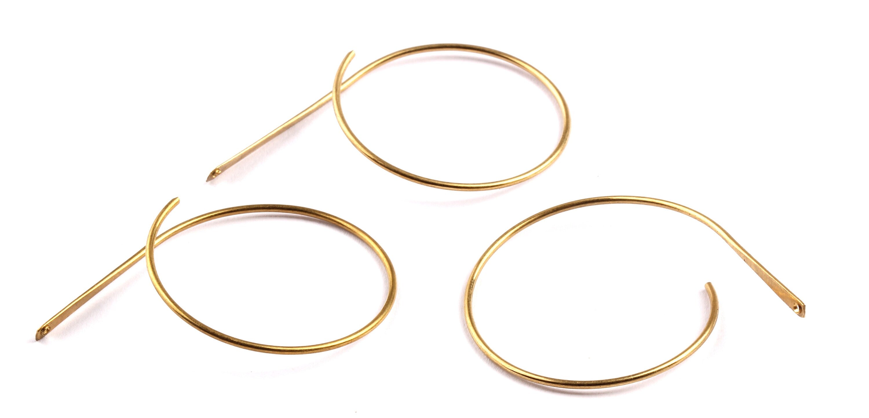 Brass Earring Wire - Raw Brass Ear Hoop - Earring Findings - Jewelry Supplies - 42x29.5x0.95mm - PP1341 - DOMEDBAZAAR
