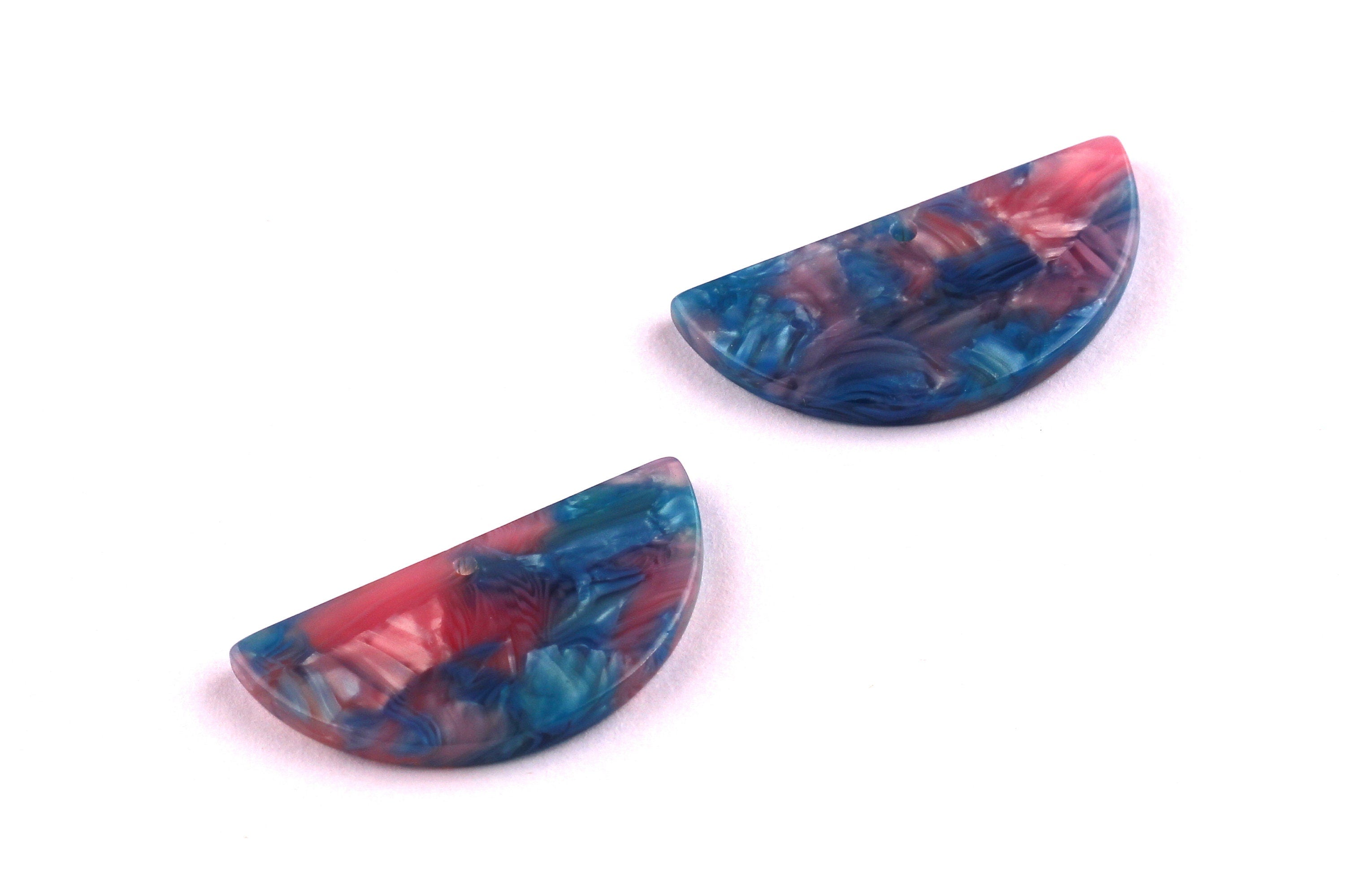 Acetate Semicircle Charms - Semicircle Earrings & Pendant - Earring Findings - Jewelry Supplies - Color Code: A94 - 14x28.5x2.5mm - AC1039A - DOMEDBAZAAR