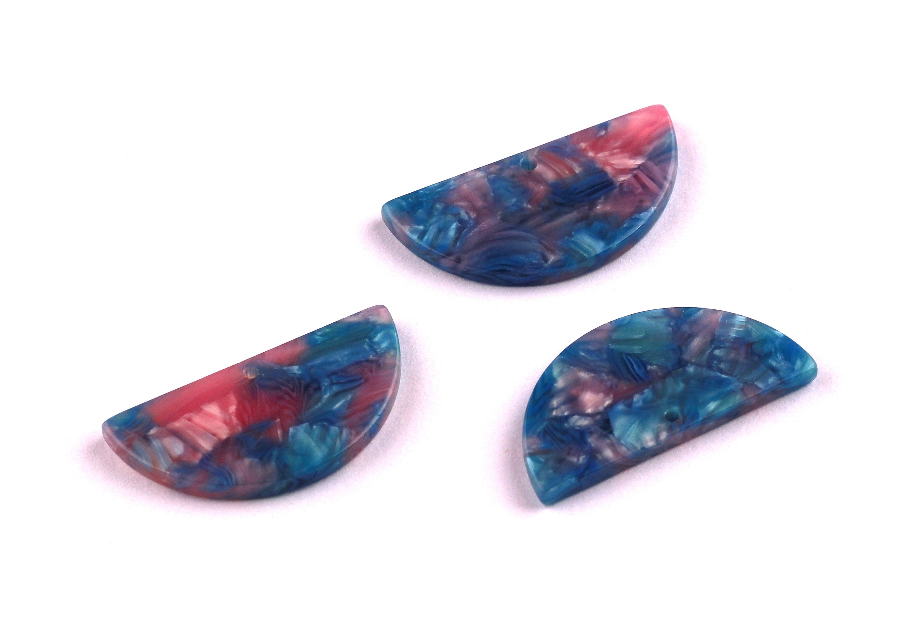 Acetate Semicircle Charms - Semicircle Earrings & Pendant - Earring Findings - Jewelry Supplies - Color Code: A94 - 14x28.5x2.5mm - AC1039A - DOMEDBAZAAR