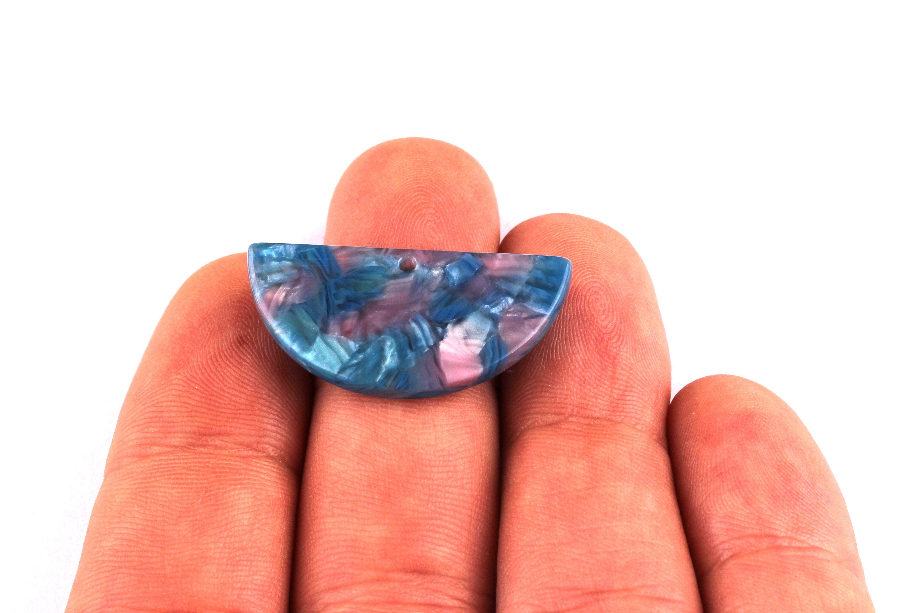 Acetate Semicircle Charms - Semicircle Earrings & Pendant - Earring Findings - Jewelry Supplies - Color Code: A94 - 14x28.5x2.5mm - AC1039A - DOMEDBAZAAR