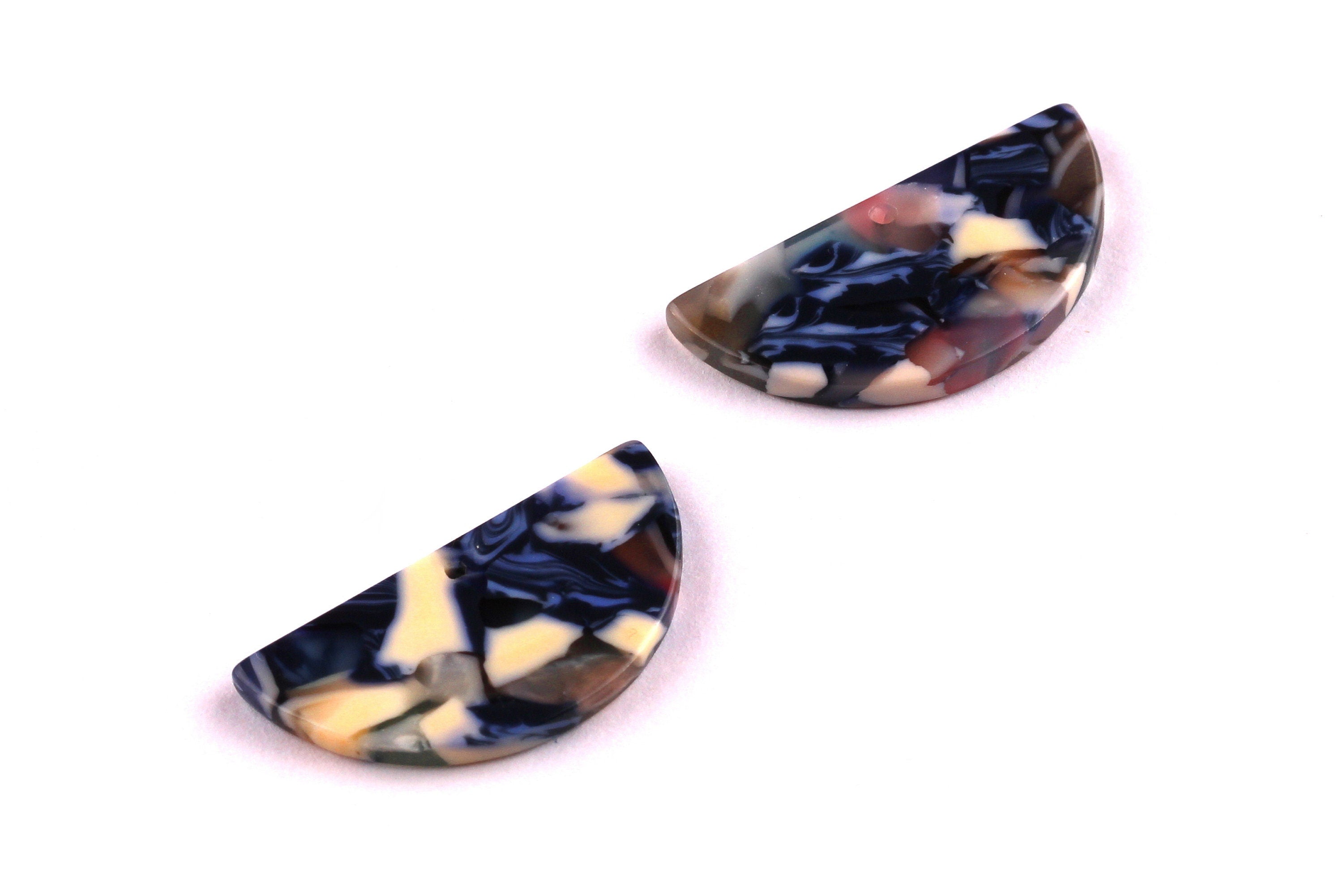 Acetate Semicircle Charms - Semicircle Earrings & Pendant - Earring Findings - Jewelry Supplies - Color Code: A19 - 14x28.5x2.5mm - AC1039B - DOMEDBAZAAR