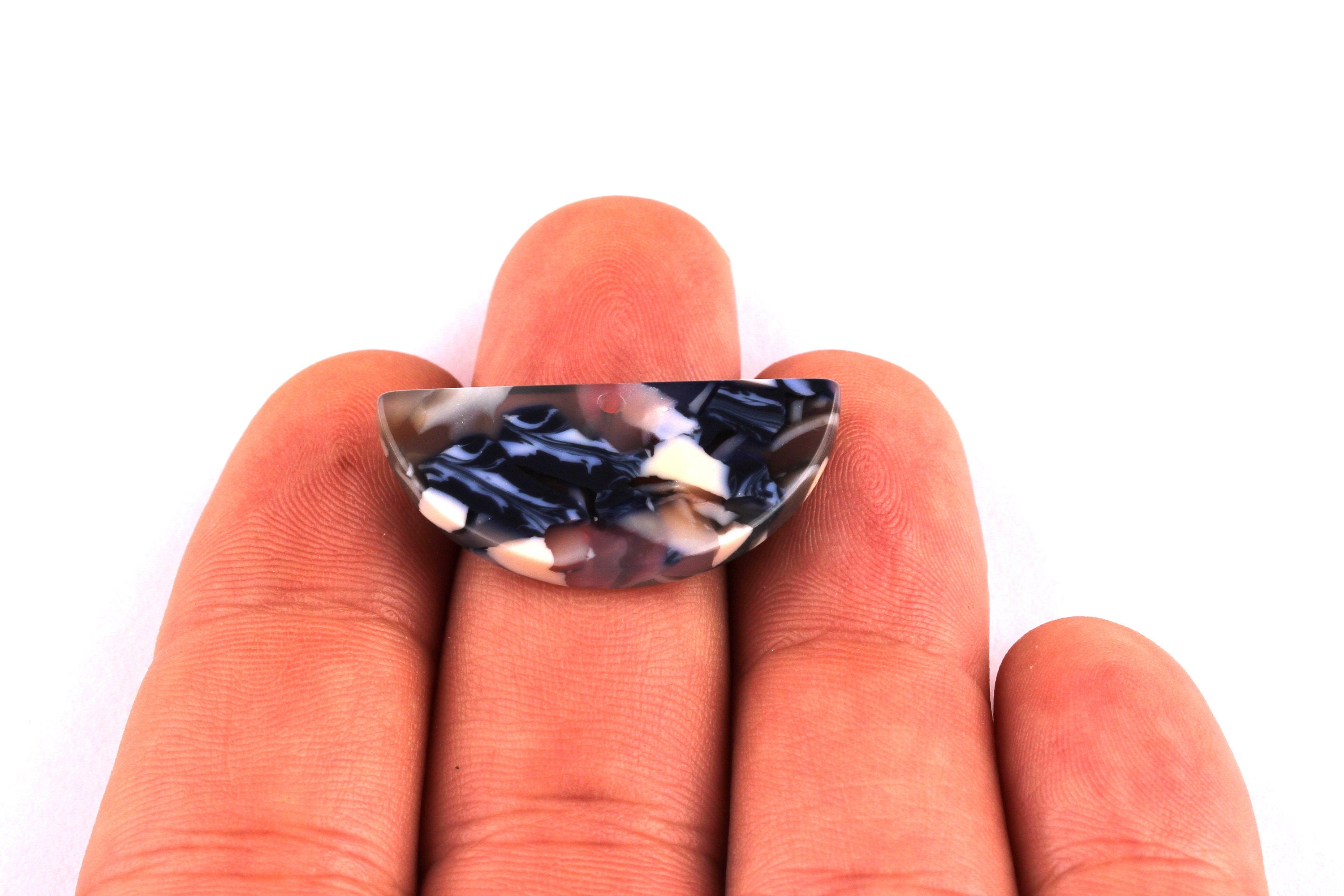 Acetate Semicircle Charms - Semicircle Earrings & Pendant - Earring Findings - Jewelry Supplies - Color Code: A19 - 14x28.5x2.5mm - AC1039B - DOMEDBAZAAR