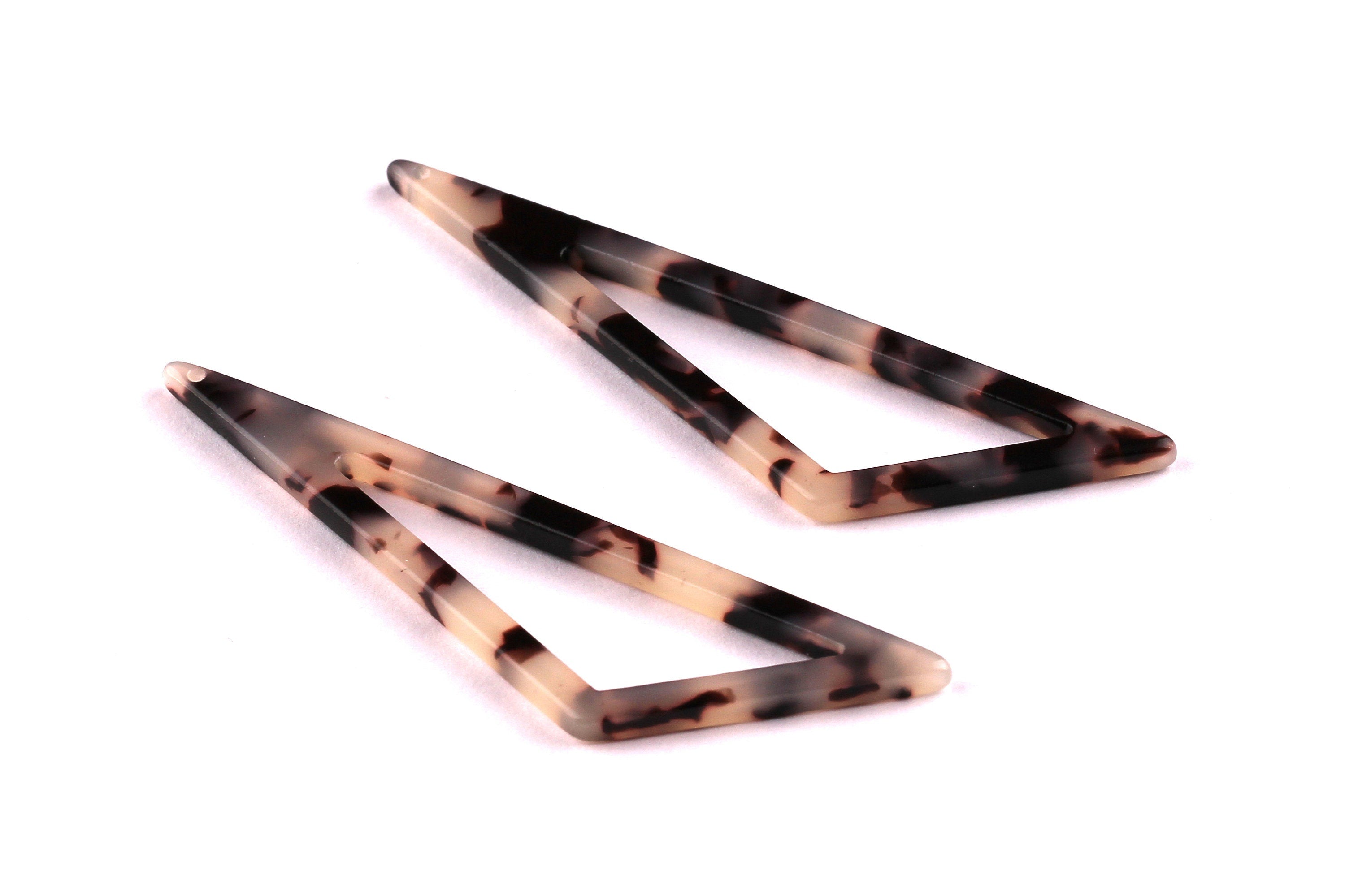 Acetate Triangle Charms - Blonde Tortoise Shell Earrings - Triangle Earrings and Pendant - Color Code: A07 - 64x18x2.5mm - AC1040B - DOMEDBAZAAR