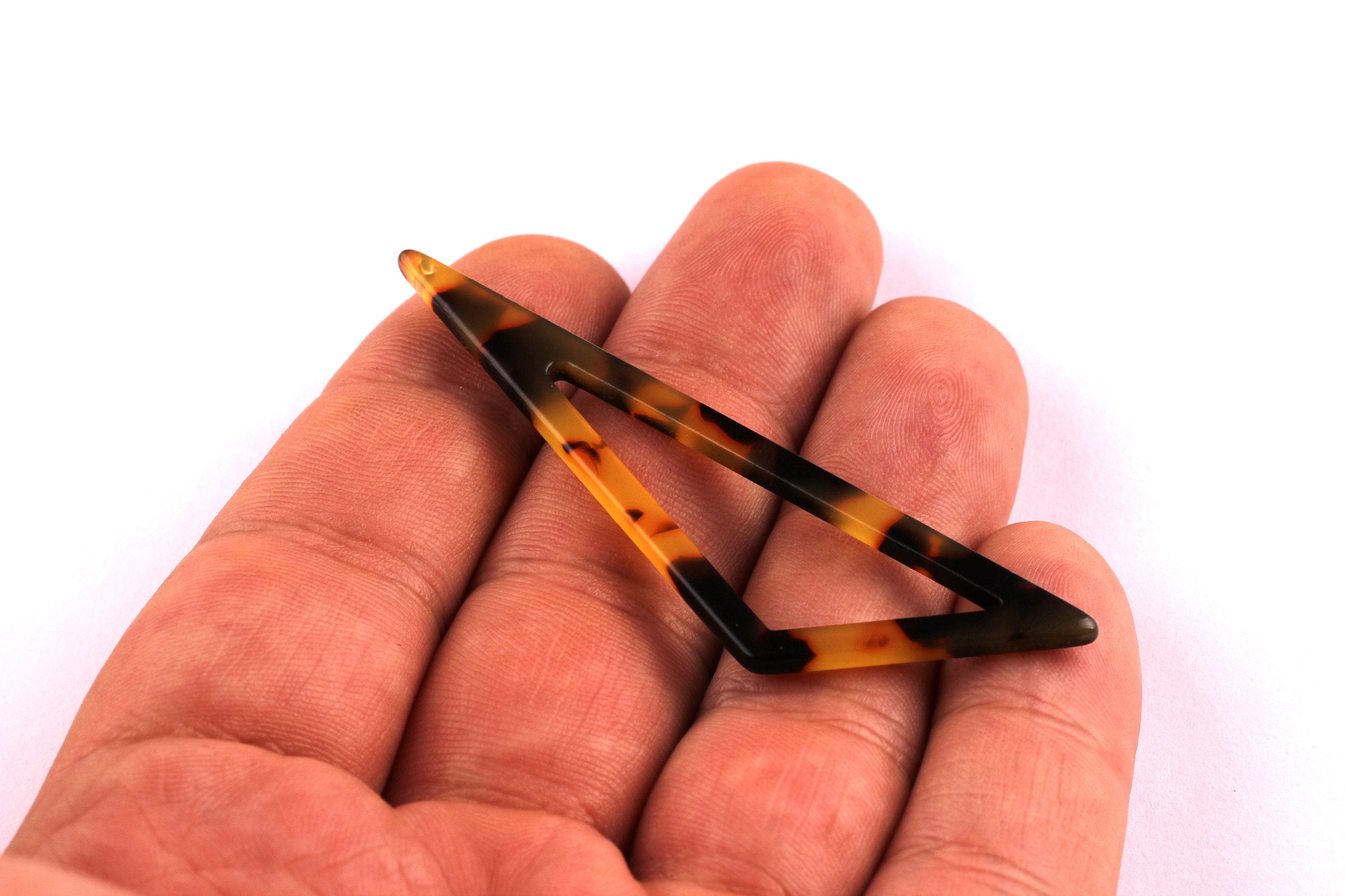 Acetate Triangle Charms - Tortoise Shell Earrings - Triangle Pendant - Jewelry Supplies - Color Code: A01 - 64x18x2.5mm - AC1040D - DOMEDBAZAAR